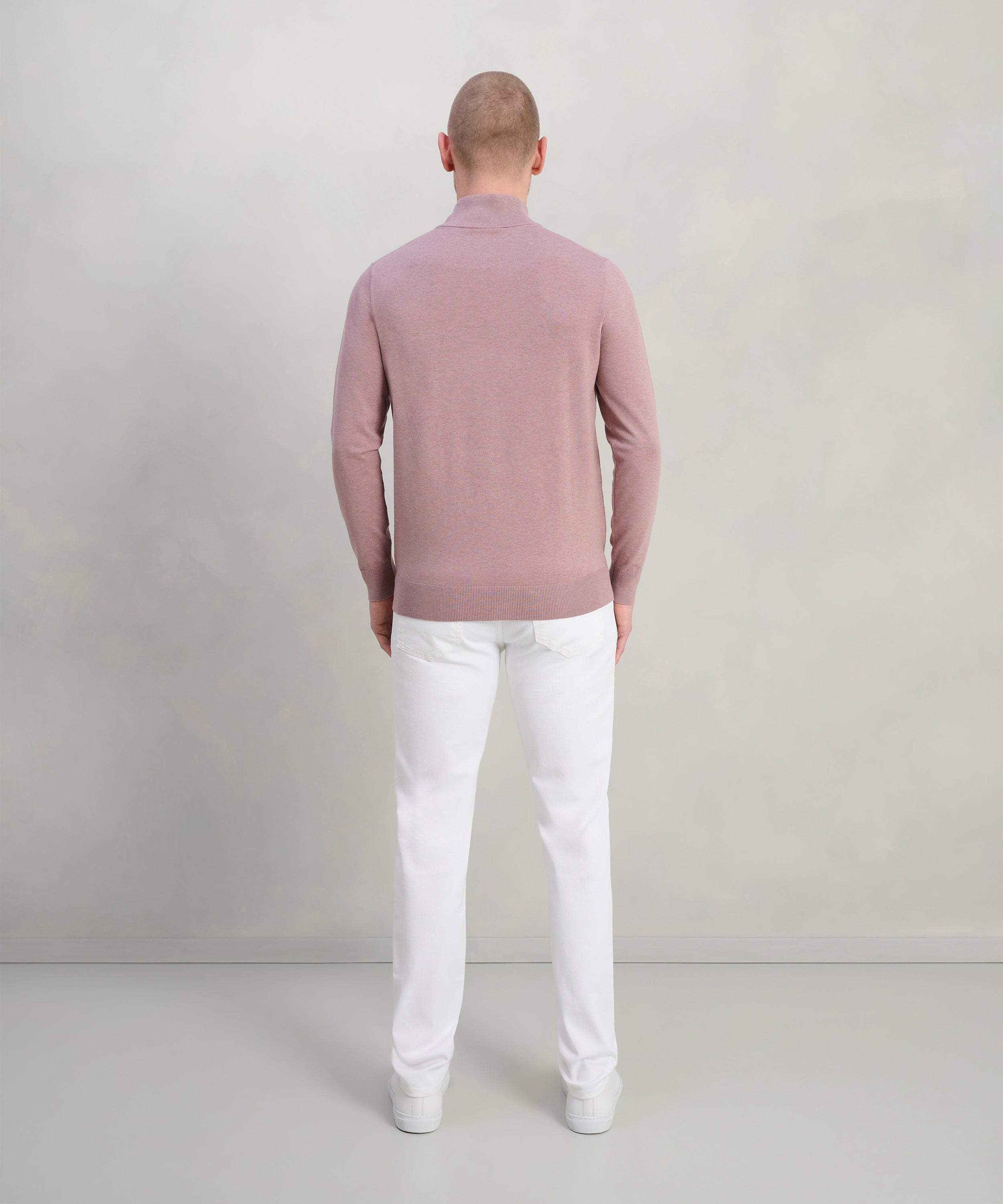 Luxury basic half-zip trui Tencel/katoen/zijde roze