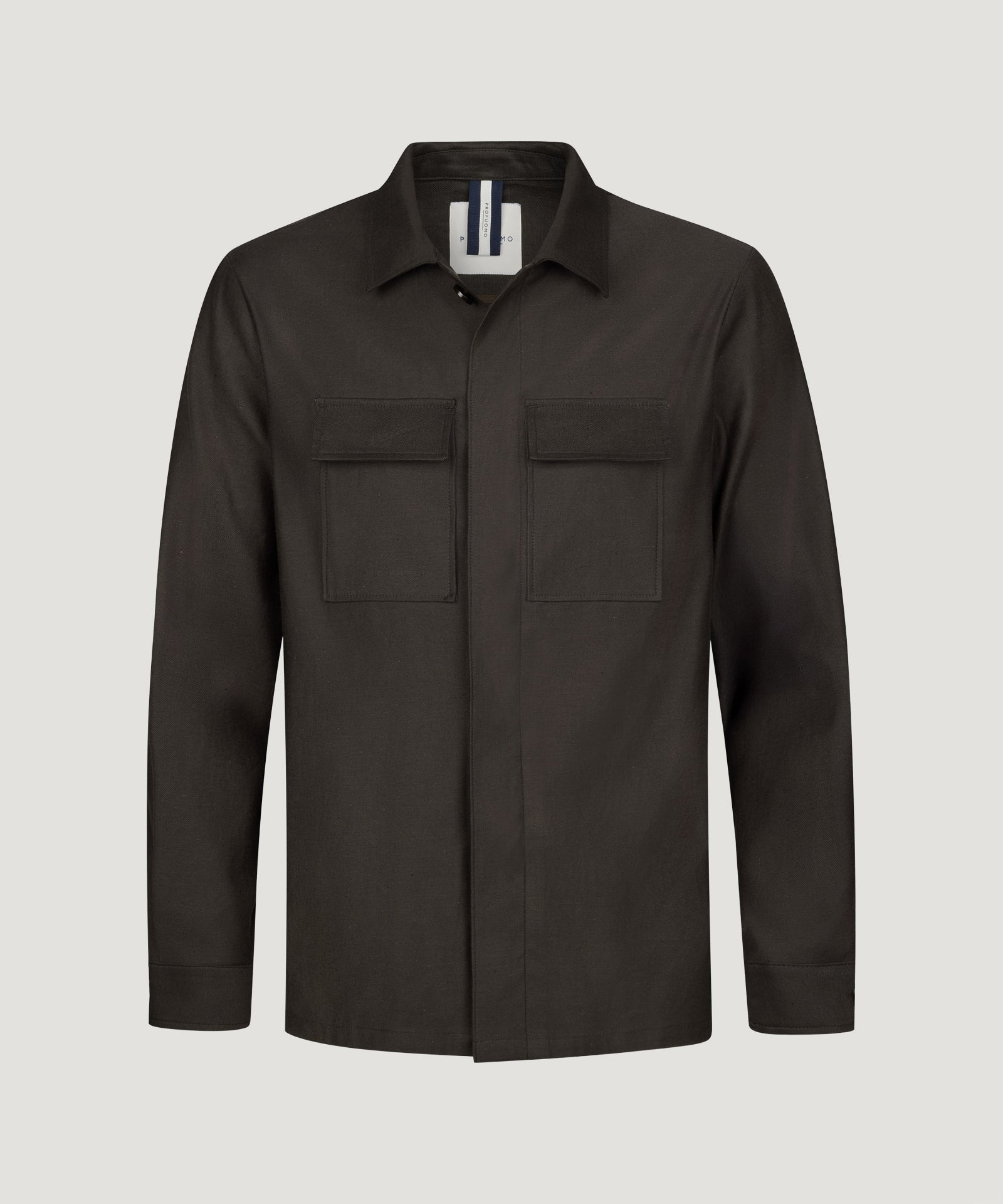 Overshirt linnen/katoen donkerbruin