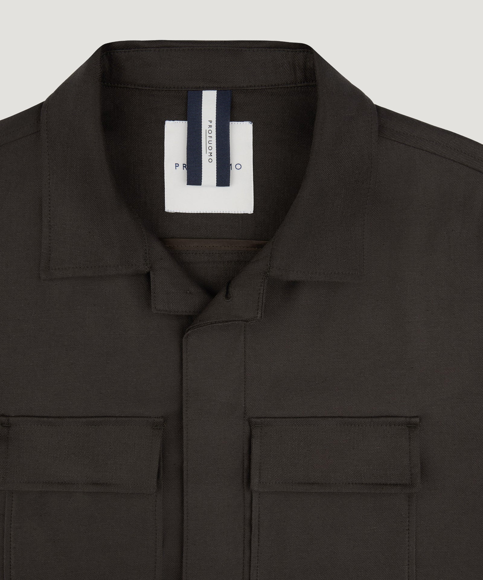 Overshirt linnen/katoen donkerbruin