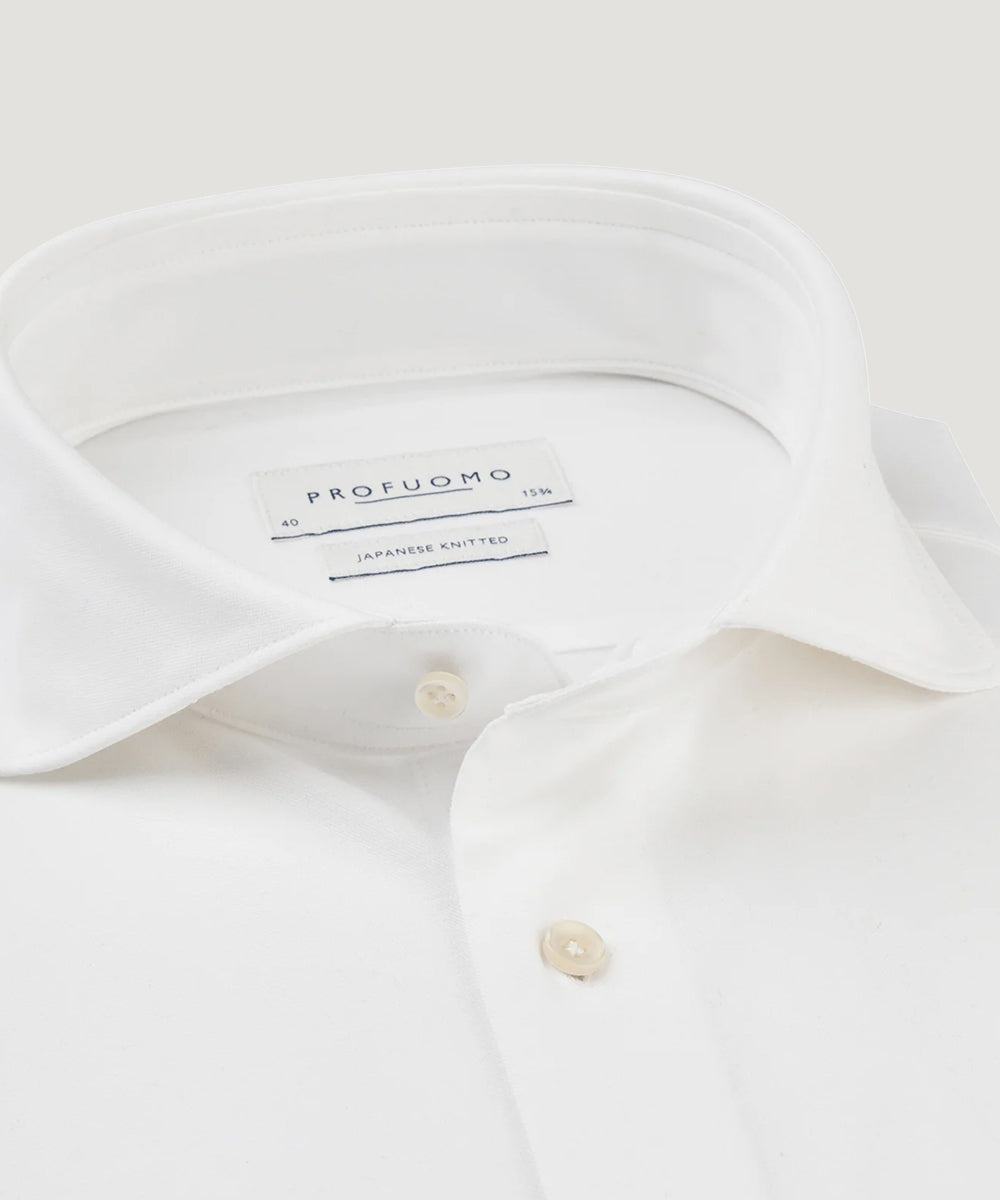 Japanese knitted overhemd wit katoen