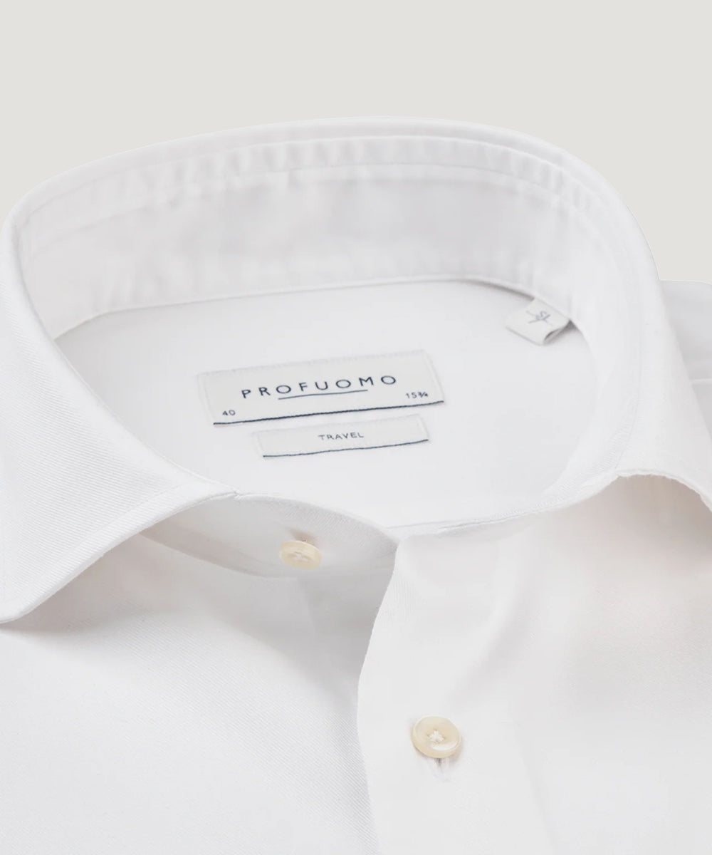 Overhemd wit travel katoen