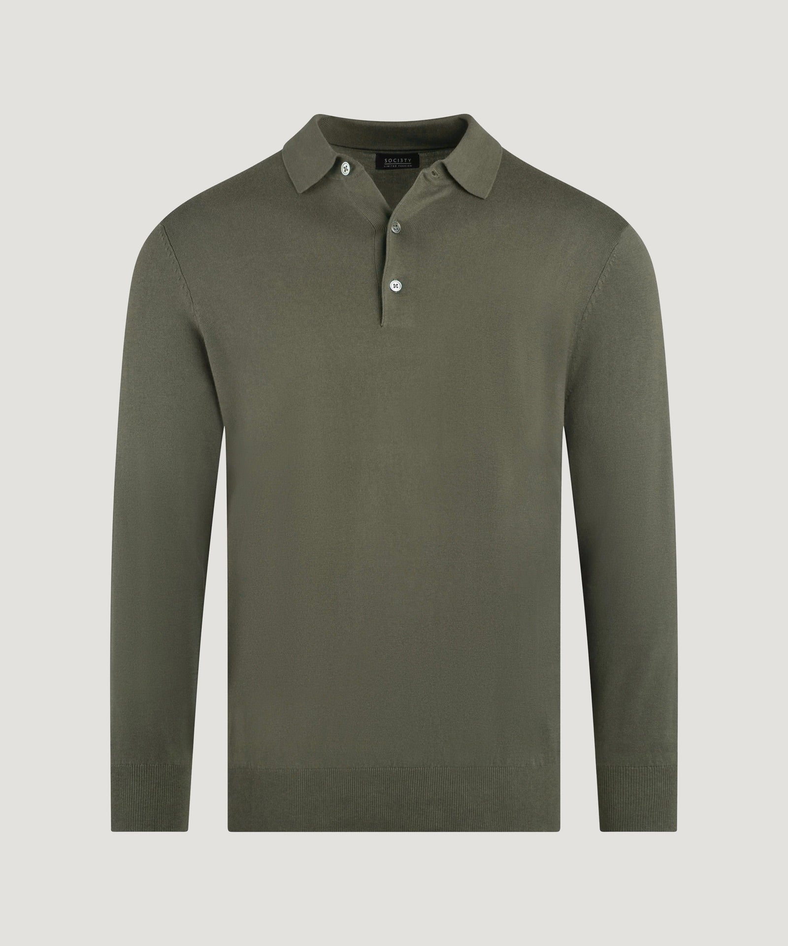 Long sleeve polo Cotton Cashmere donkergroen