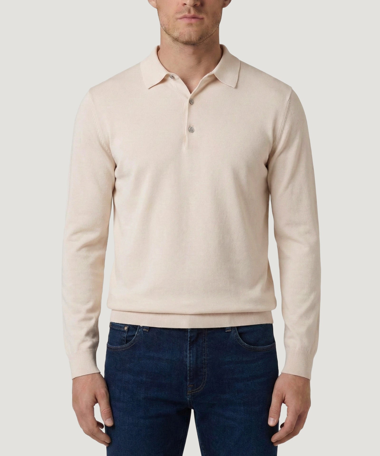 Long sleeve polo Cotton Cashmere off-white