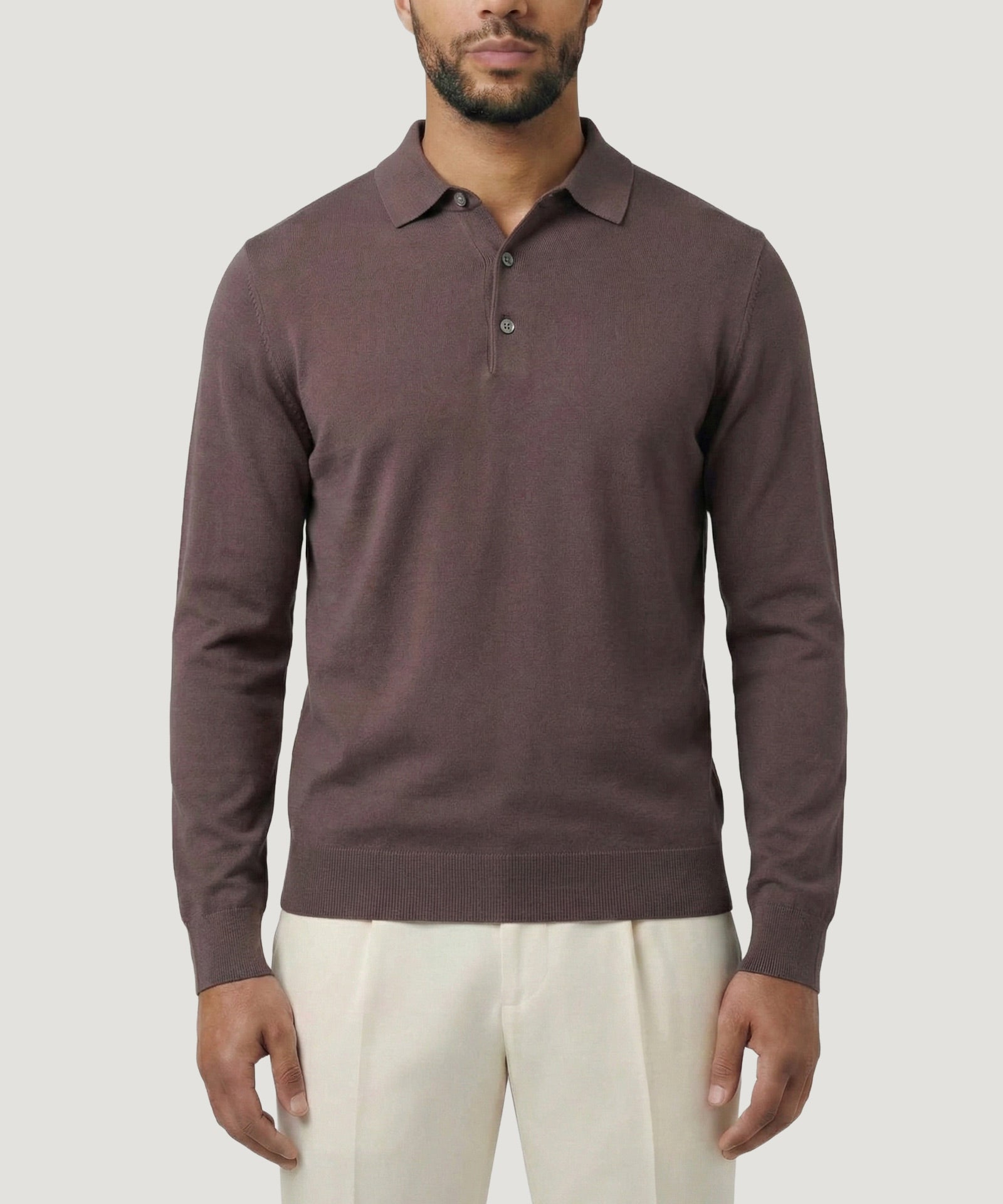 Long sleeve polo Cotton Cashmere oxblood