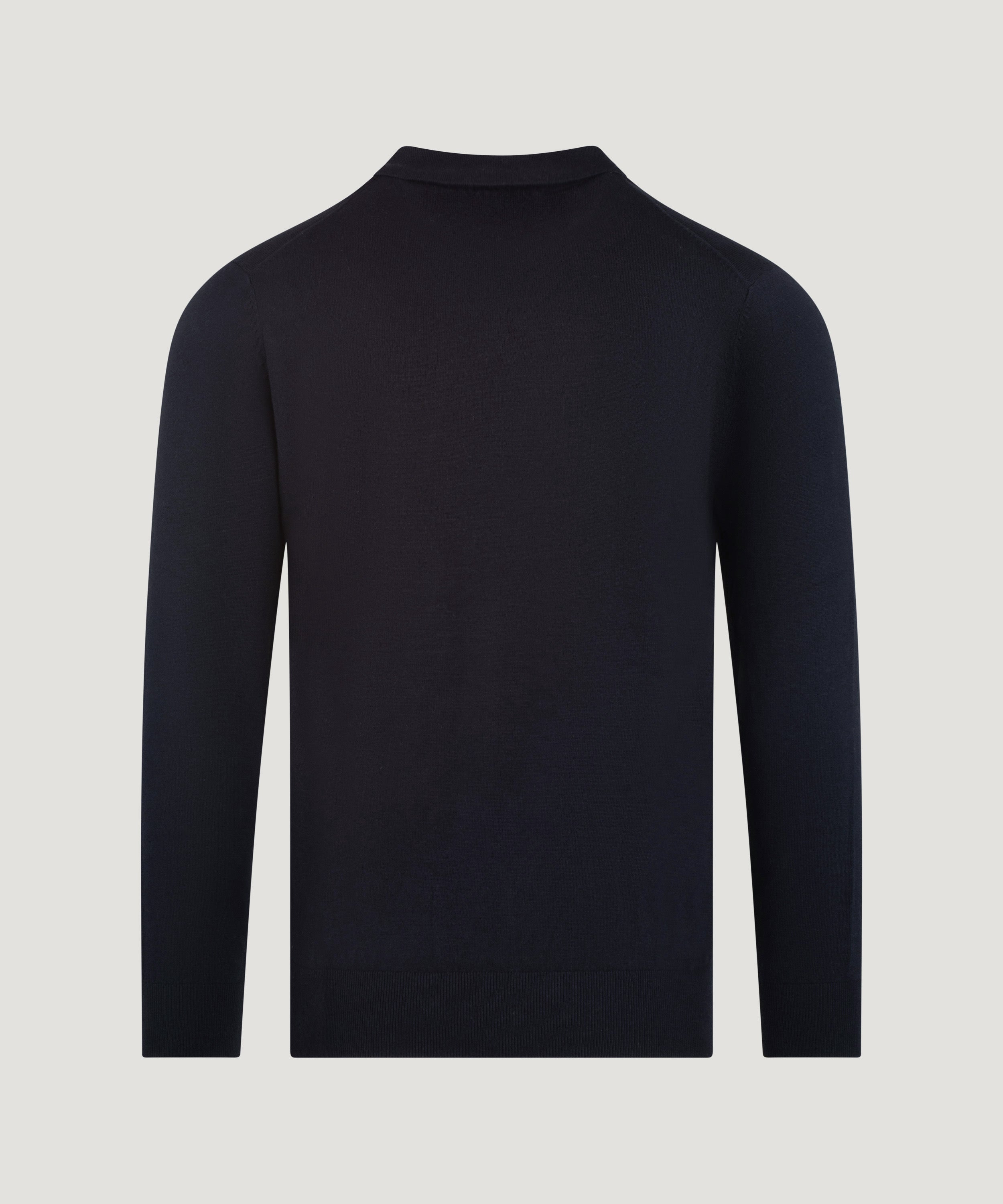 Riva buttonless long sleeve polo Cotton Cashmere donkerblauw
