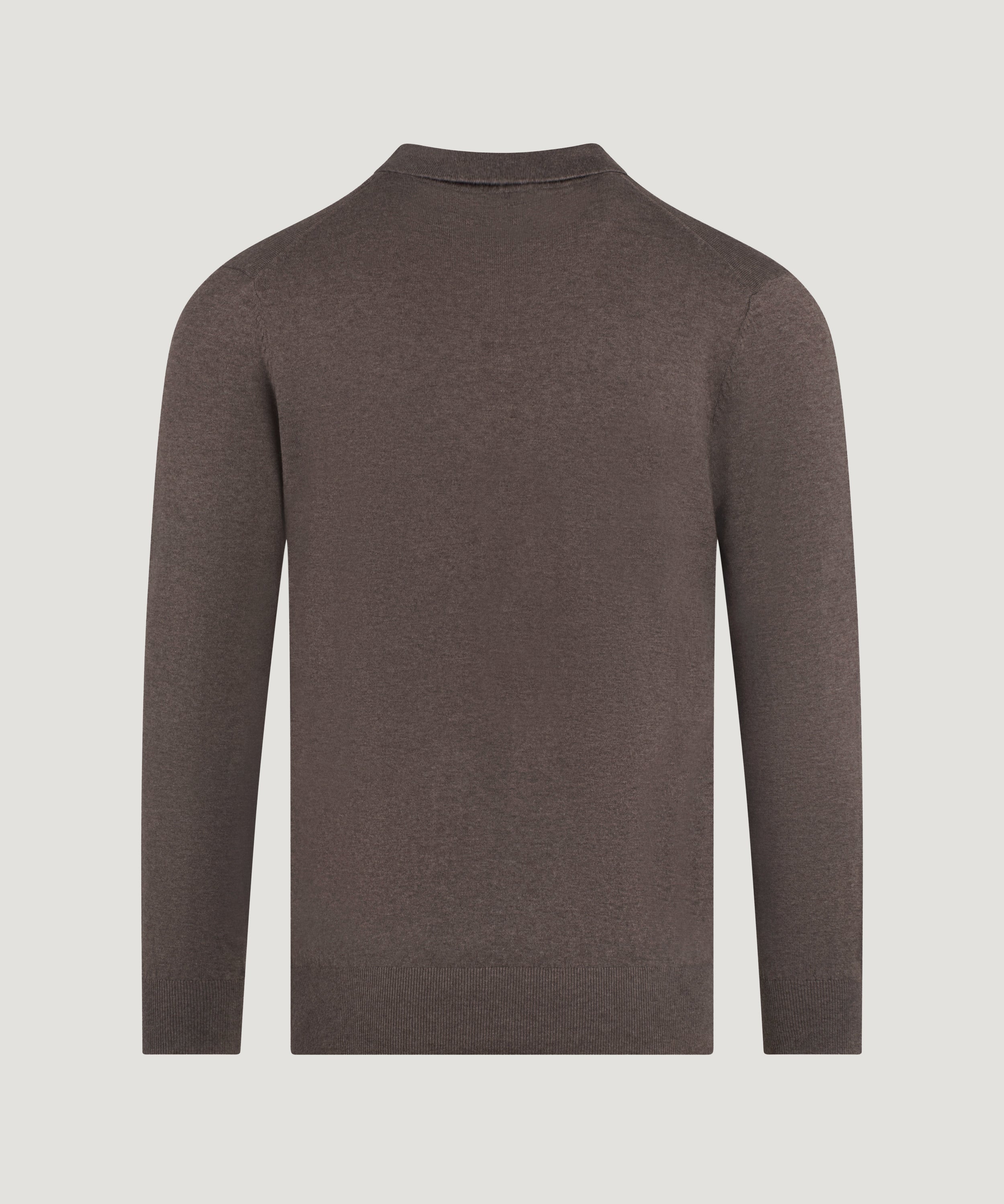 Riva buttonless long sleeve polo Cotton Cashmere donkerbruin