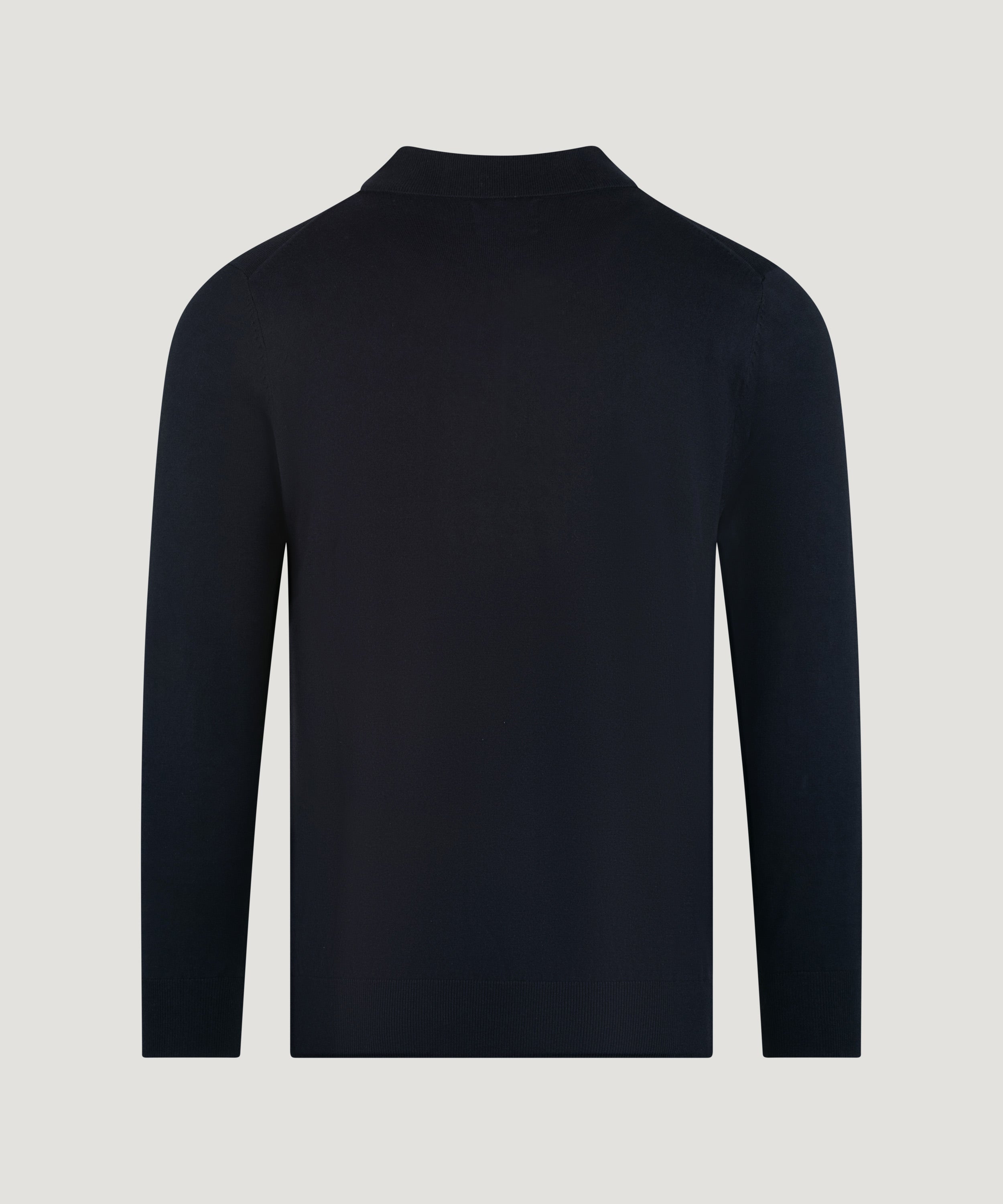 Long sleeve polo Cotton Cashmere donkerblauw