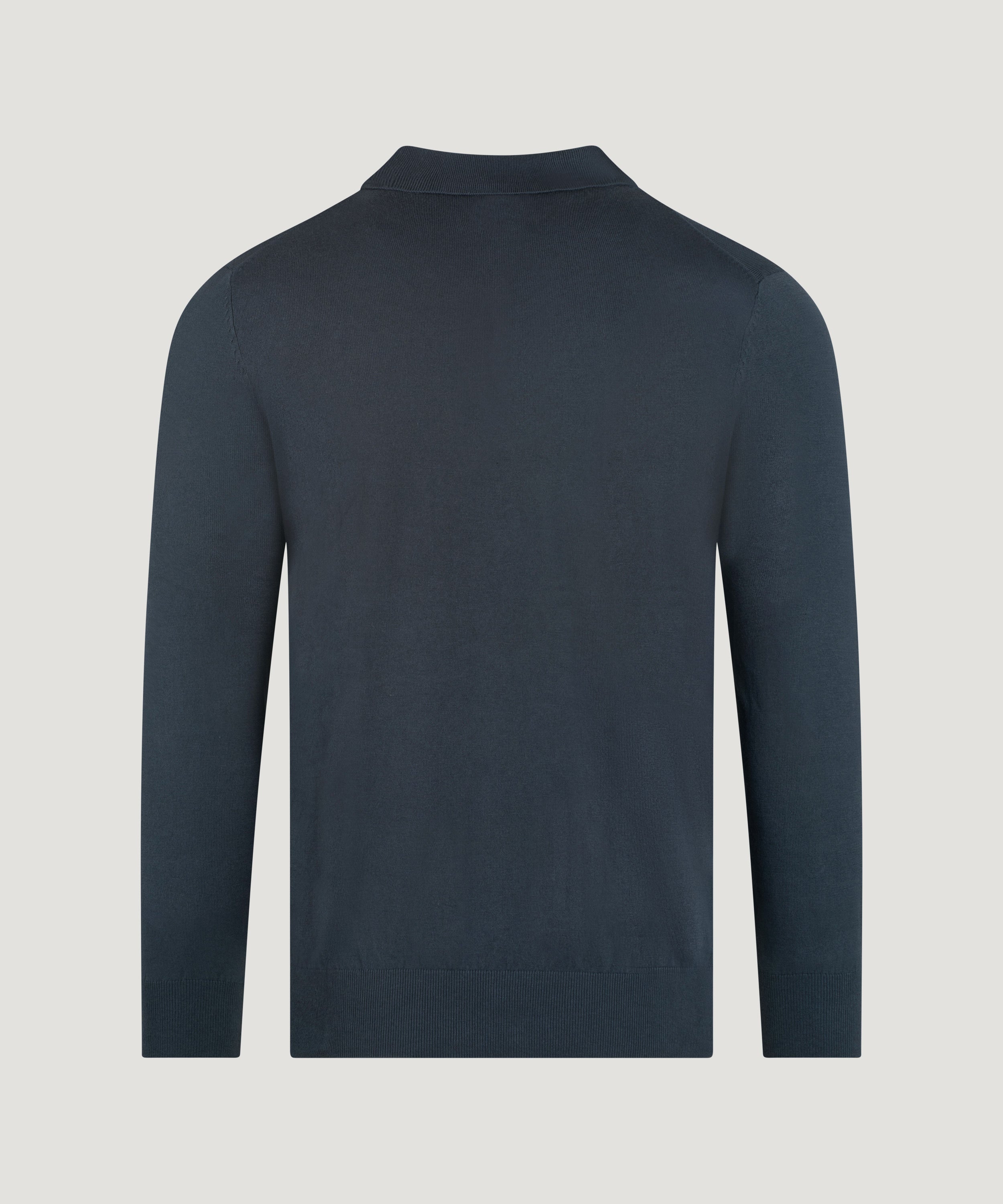 Long sleeve polo Cotton Cashmere staalblauw