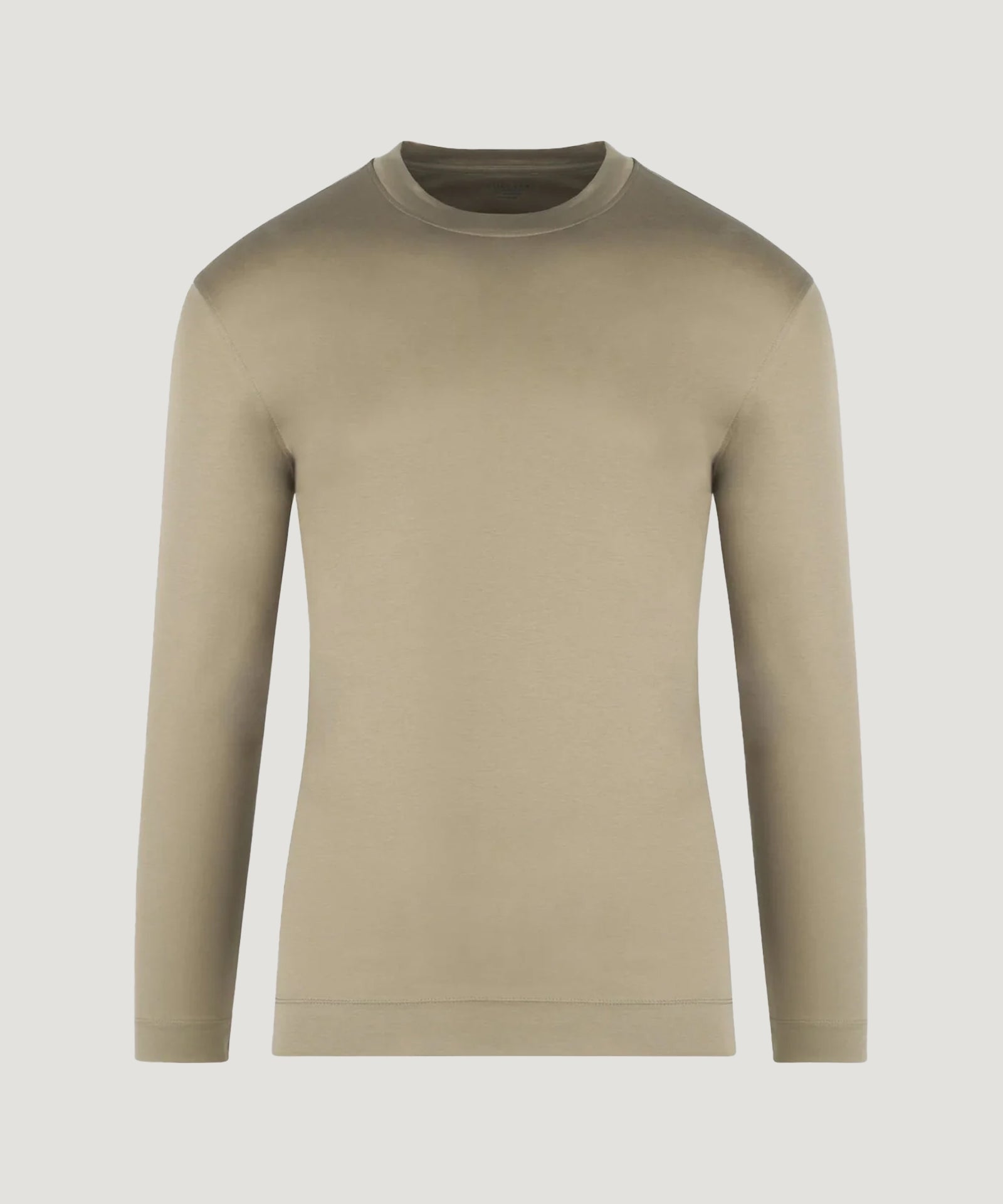 Long sleeve T-shirt mercerized katoen taupe
