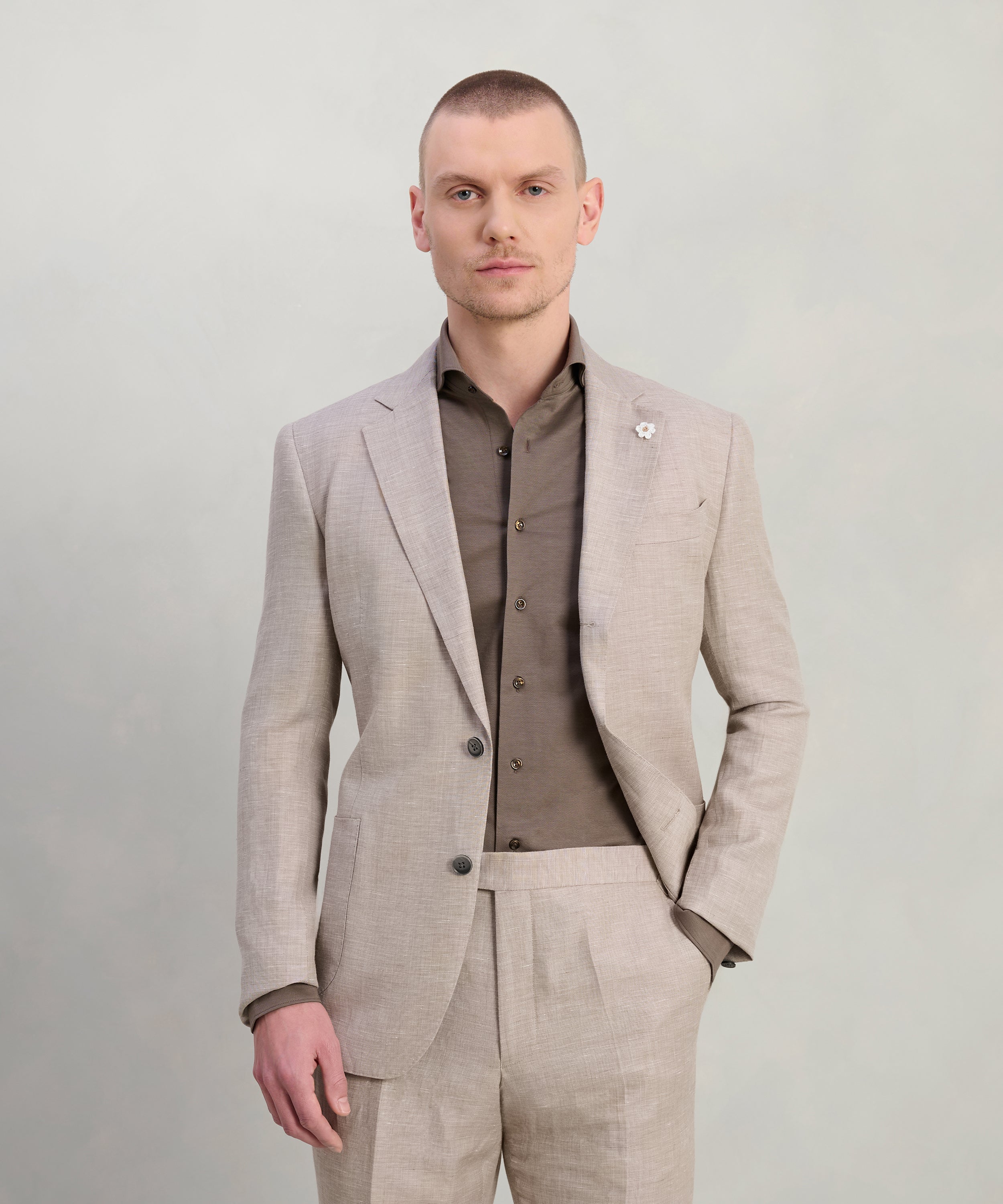 Colbert wol/linnen beige