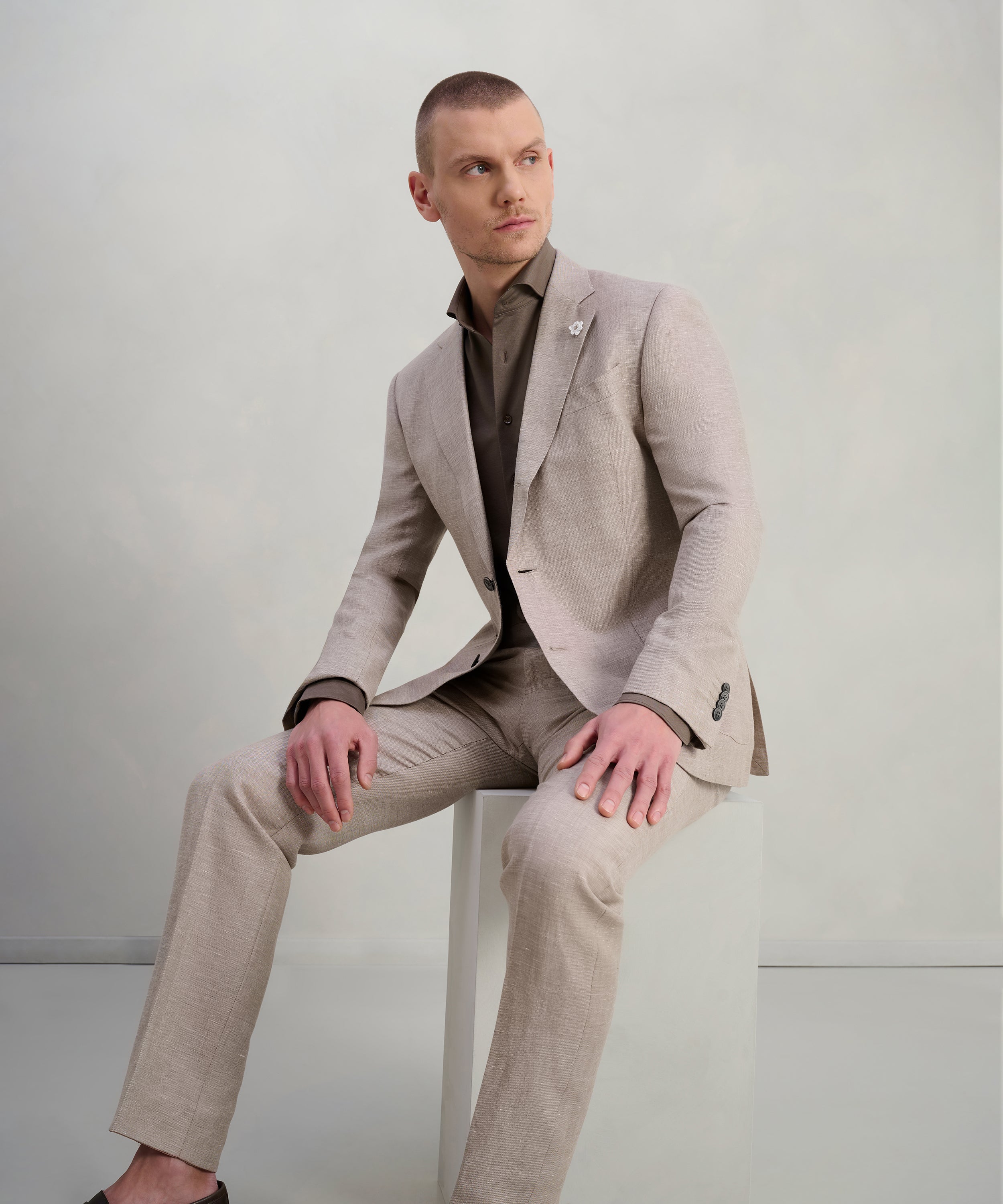 Colbert wol/linnen beige