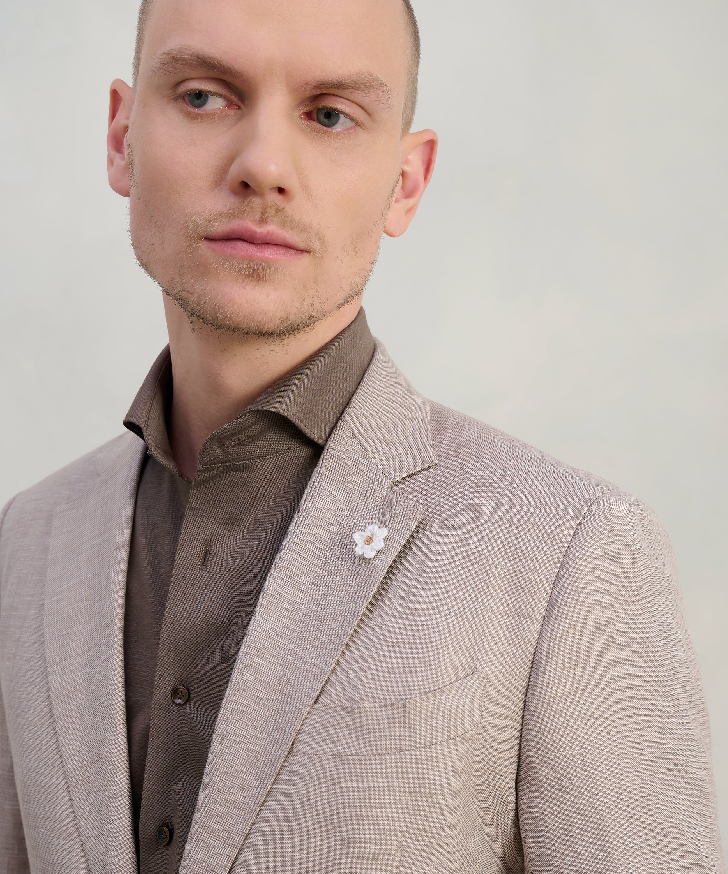 Colbert wol/linnen beige