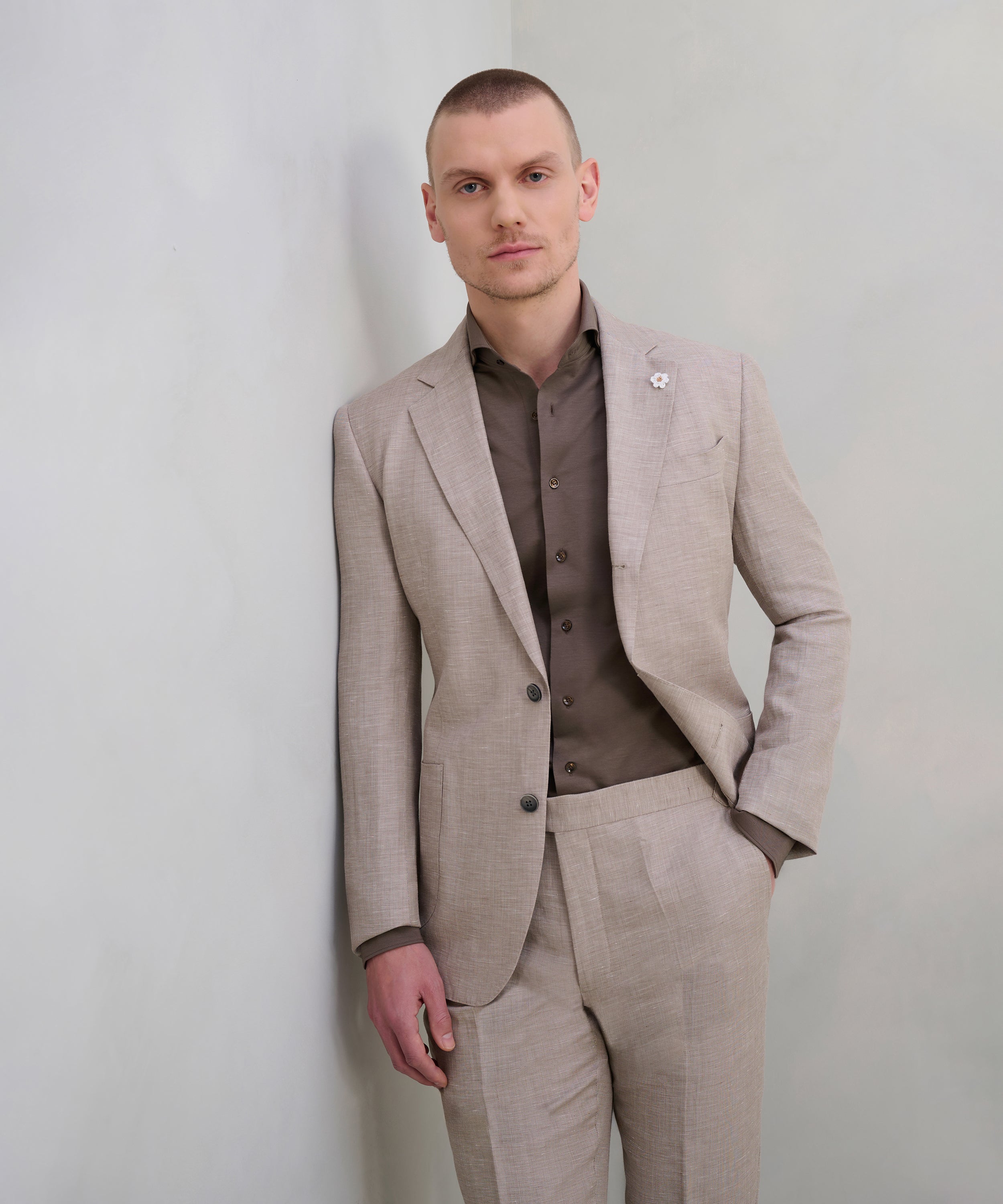 Colbert wol/linnen beige