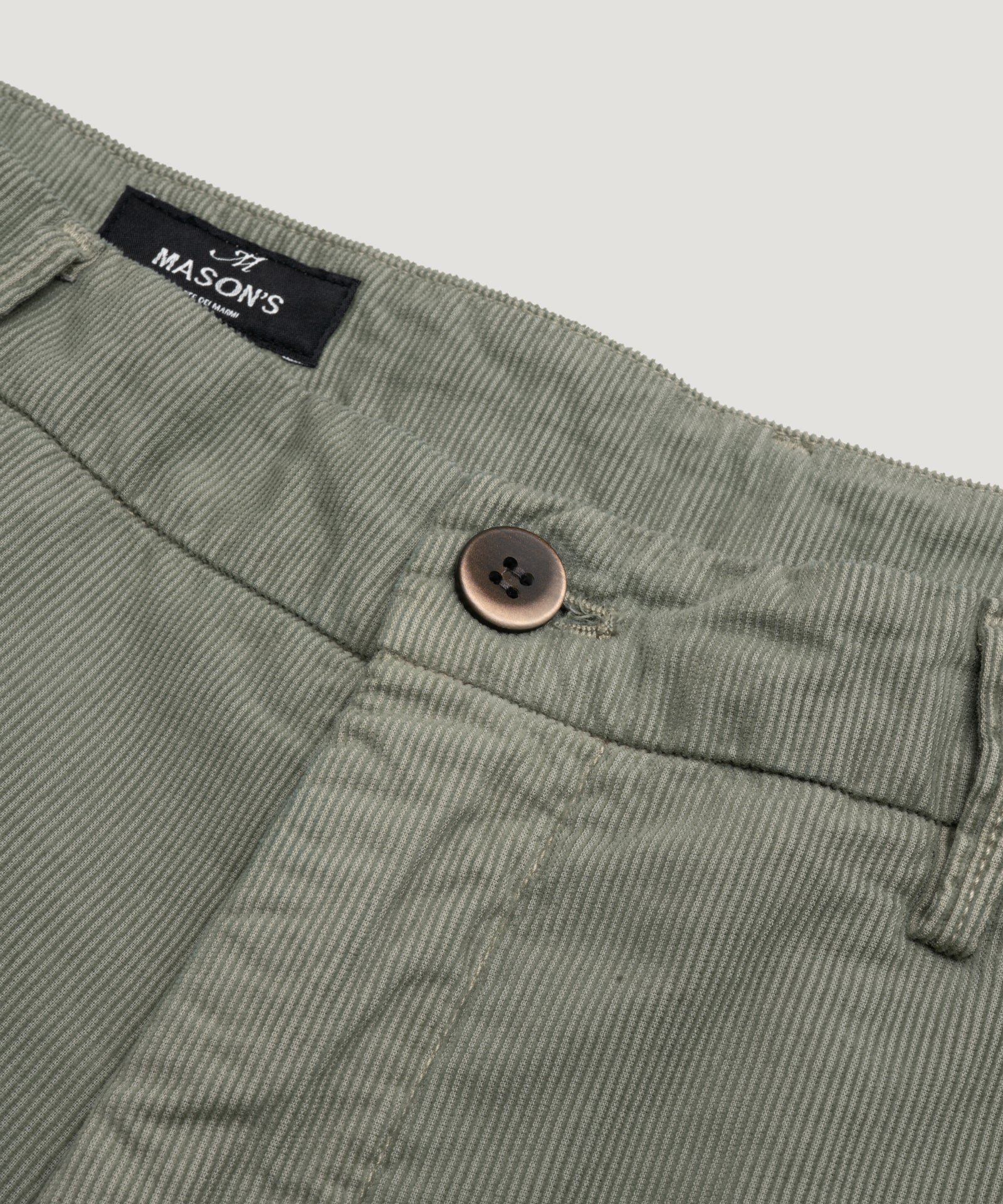 Mason's Bermuda shorts baby cord katoen stretch saliegroen - THE SOCIETY SHOP