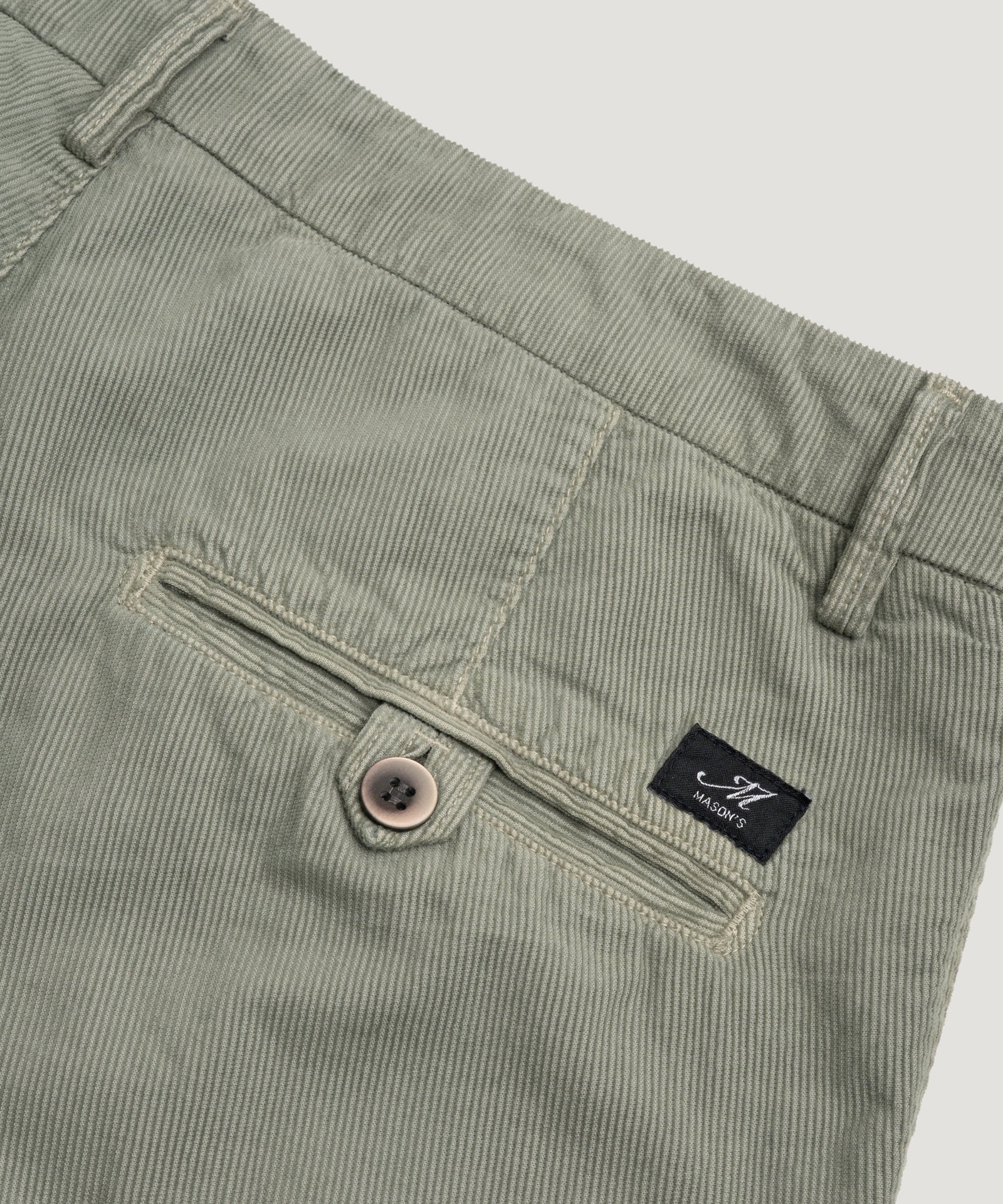 Mason's Bermuda shorts baby cord katoen stretch saliegroen - THE SOCIETY SHOP