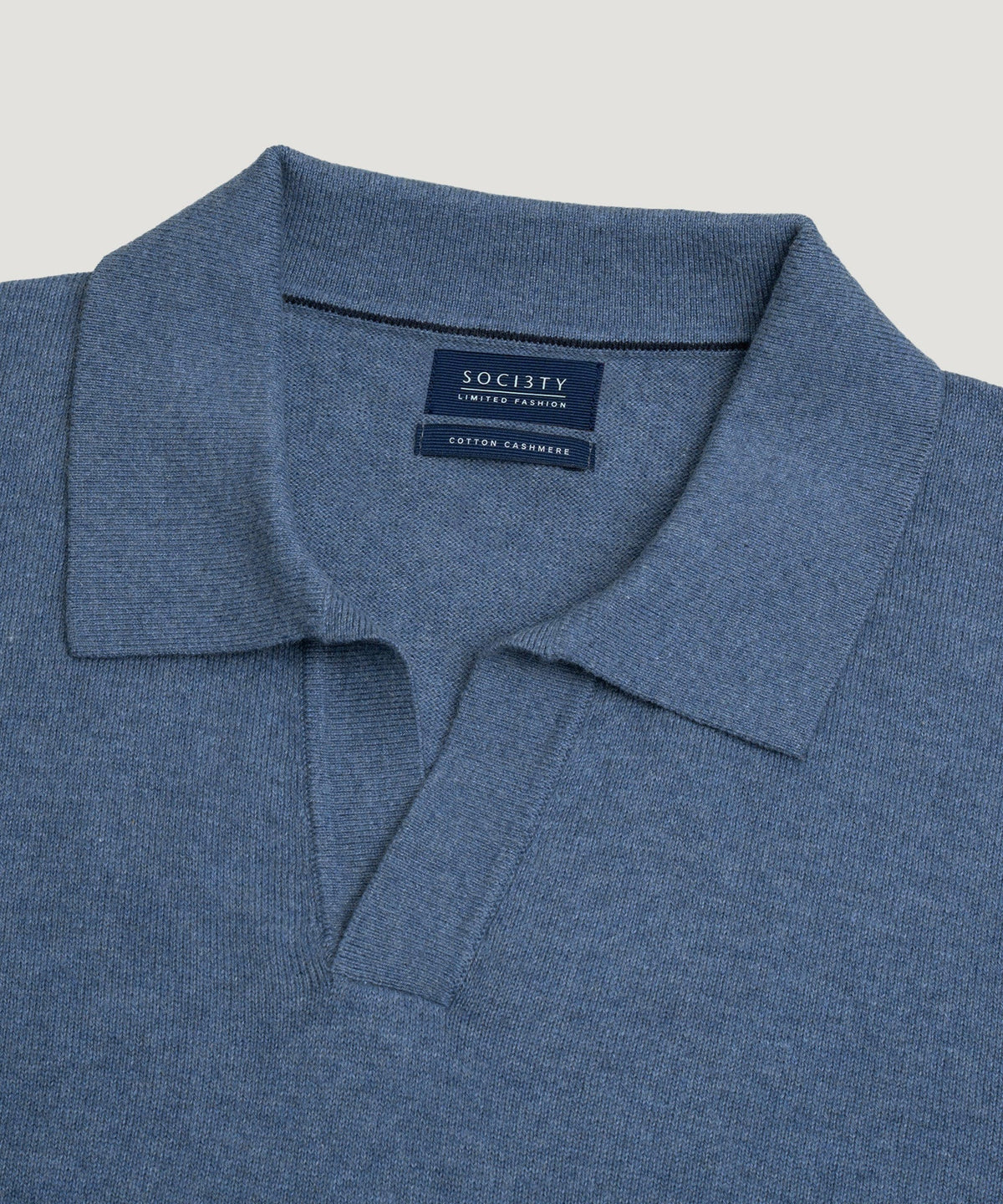Long sleeve riva buttonless polo Cotton Cashmere blauw