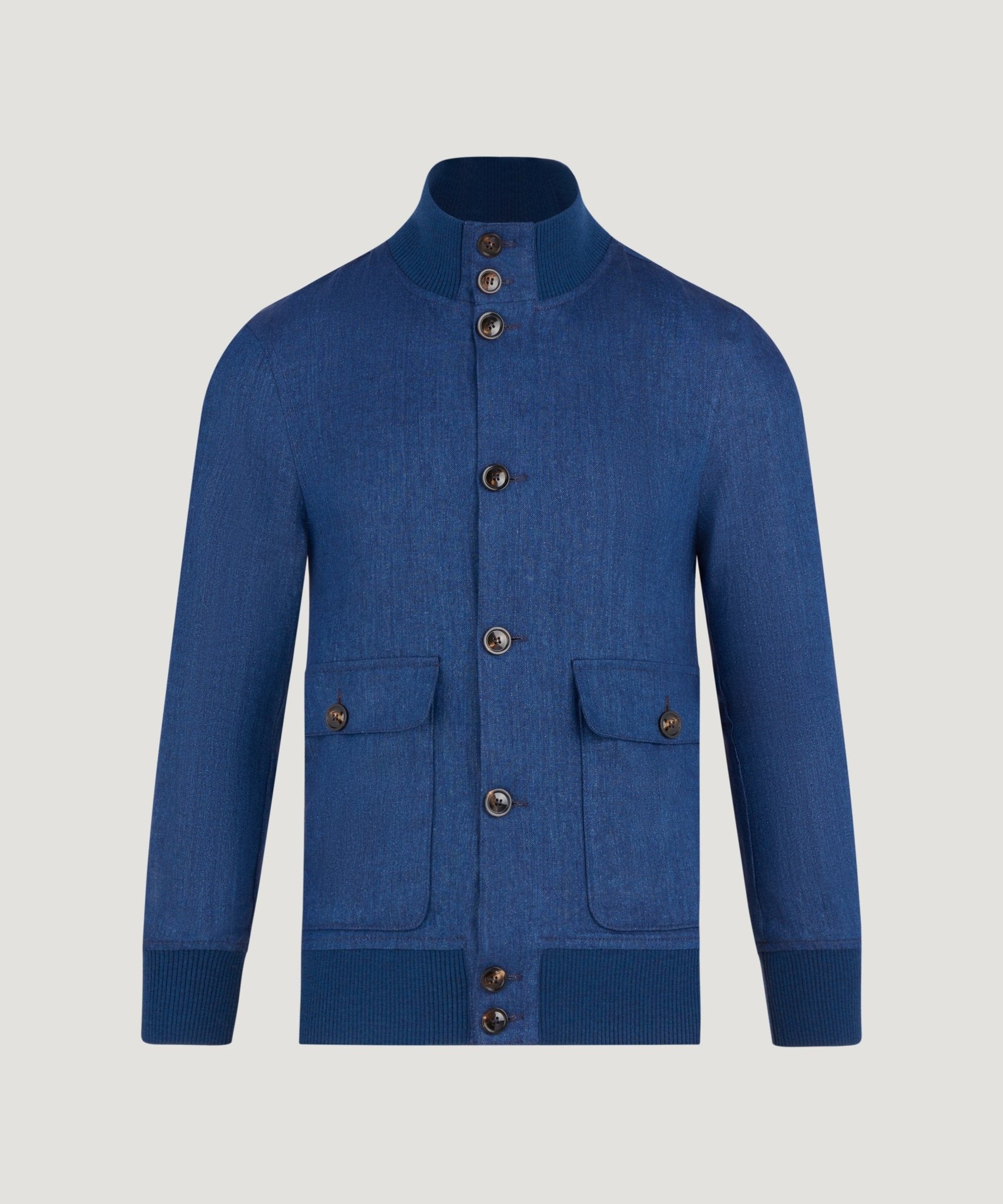 SOCI3TY Bomber jacket linnen blauw - THE SOCIETY SHOP