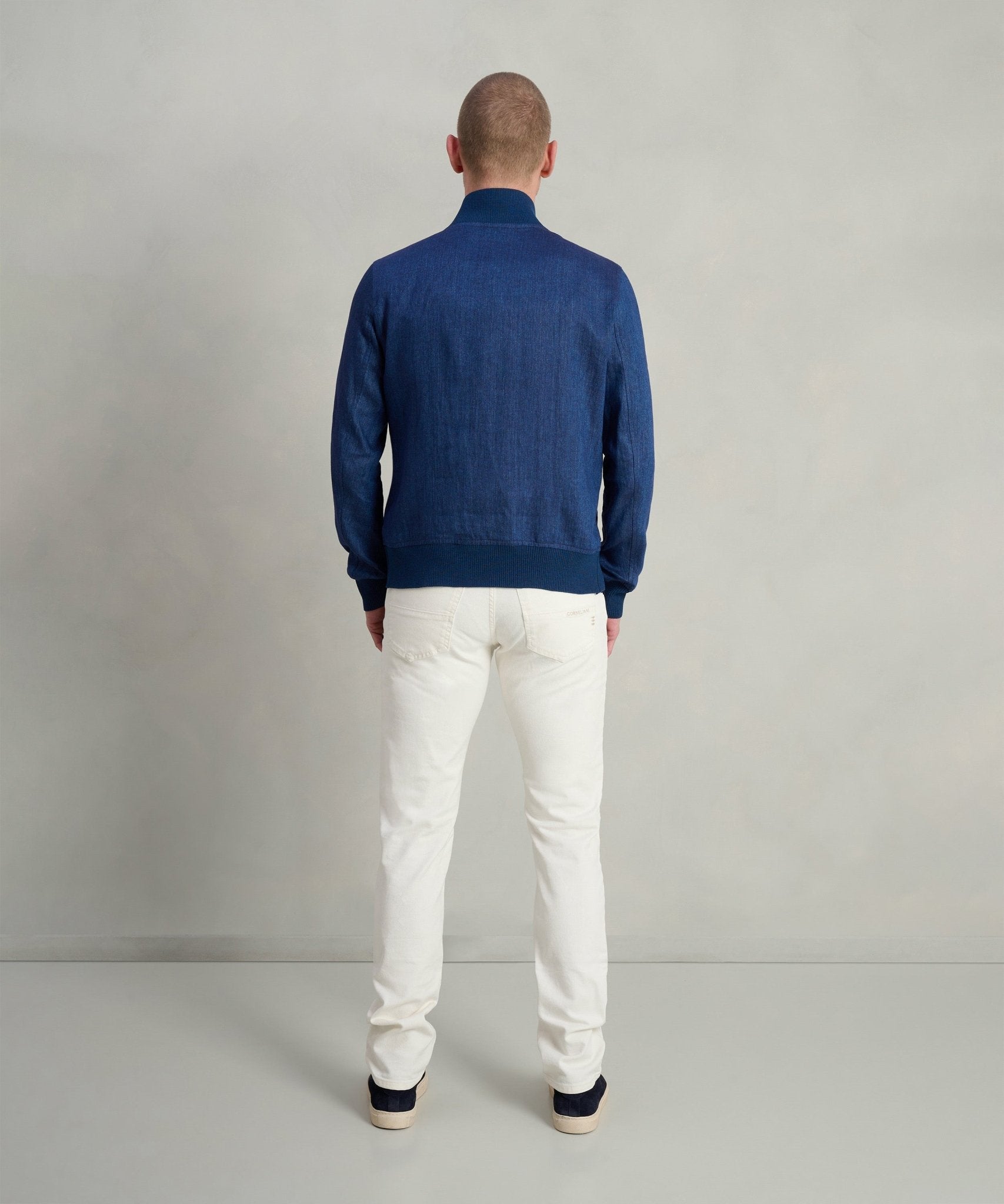 SOCI3TY Bomber jacket linnen blauw - THE SOCIETY SHOP