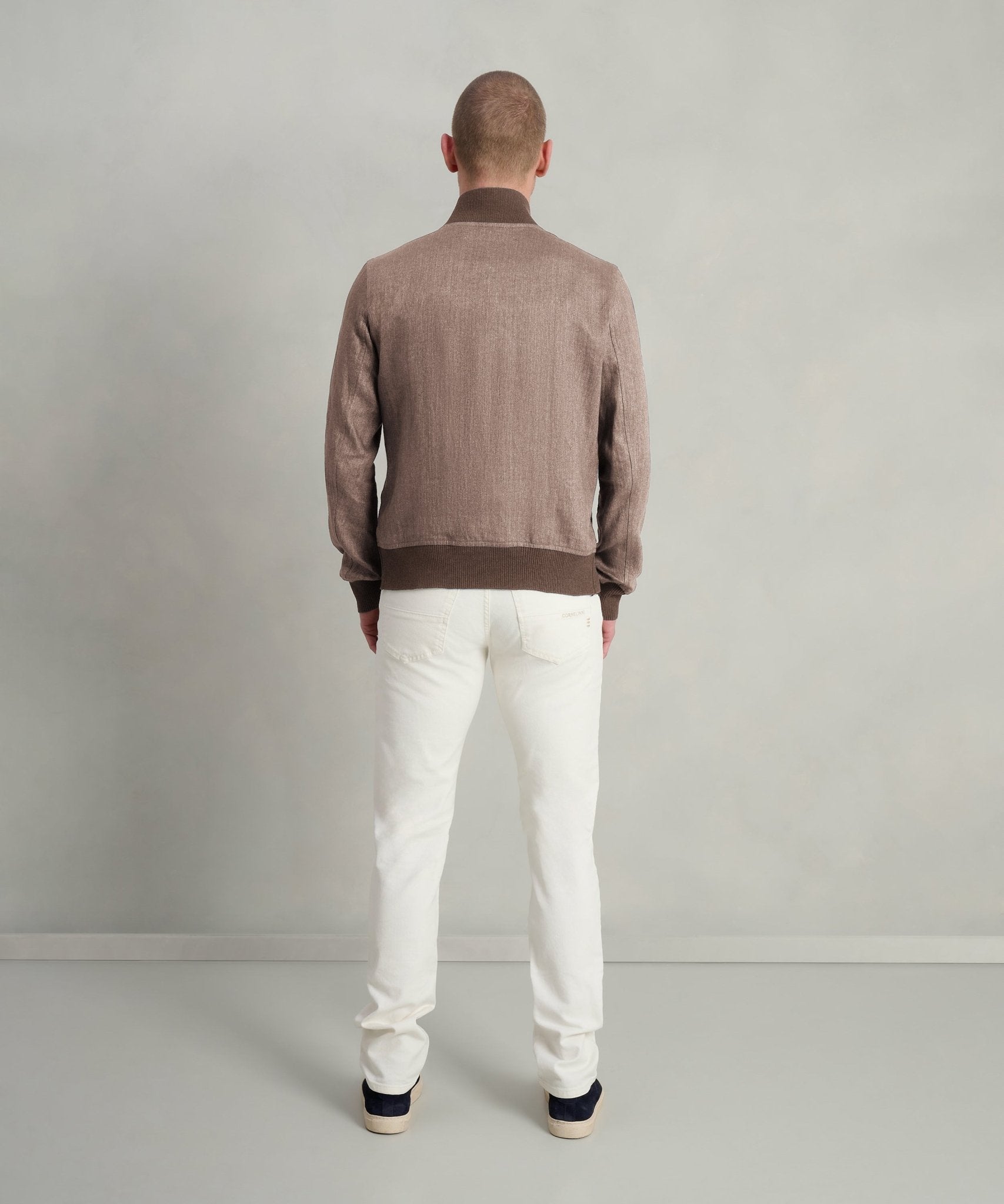 SOCI3TY Bomber jacket linnen donkerbruin - THE SOCIETY SHOP