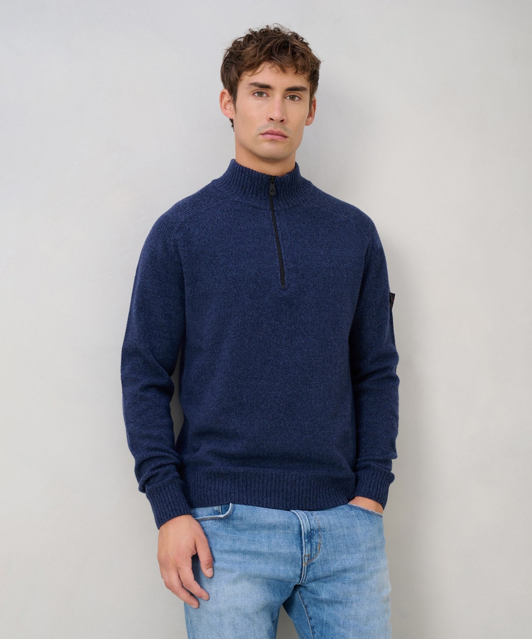 Peuterey Braille 02 half - zip trui blauw - THE SOCIETY SHOP