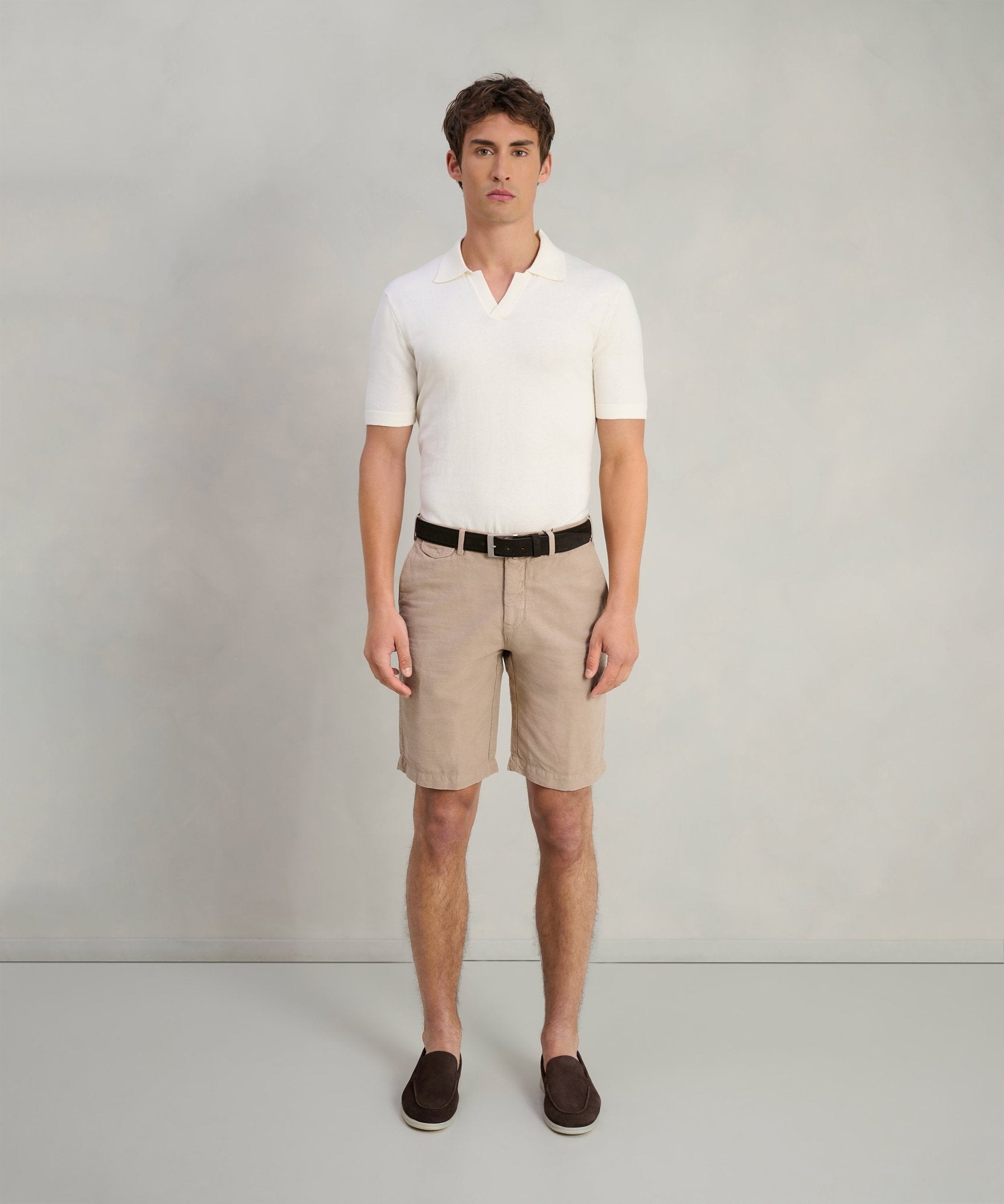 SOCI3TY Buttonless polo katoen/zijde/kasjmier off - white - The Society Shop