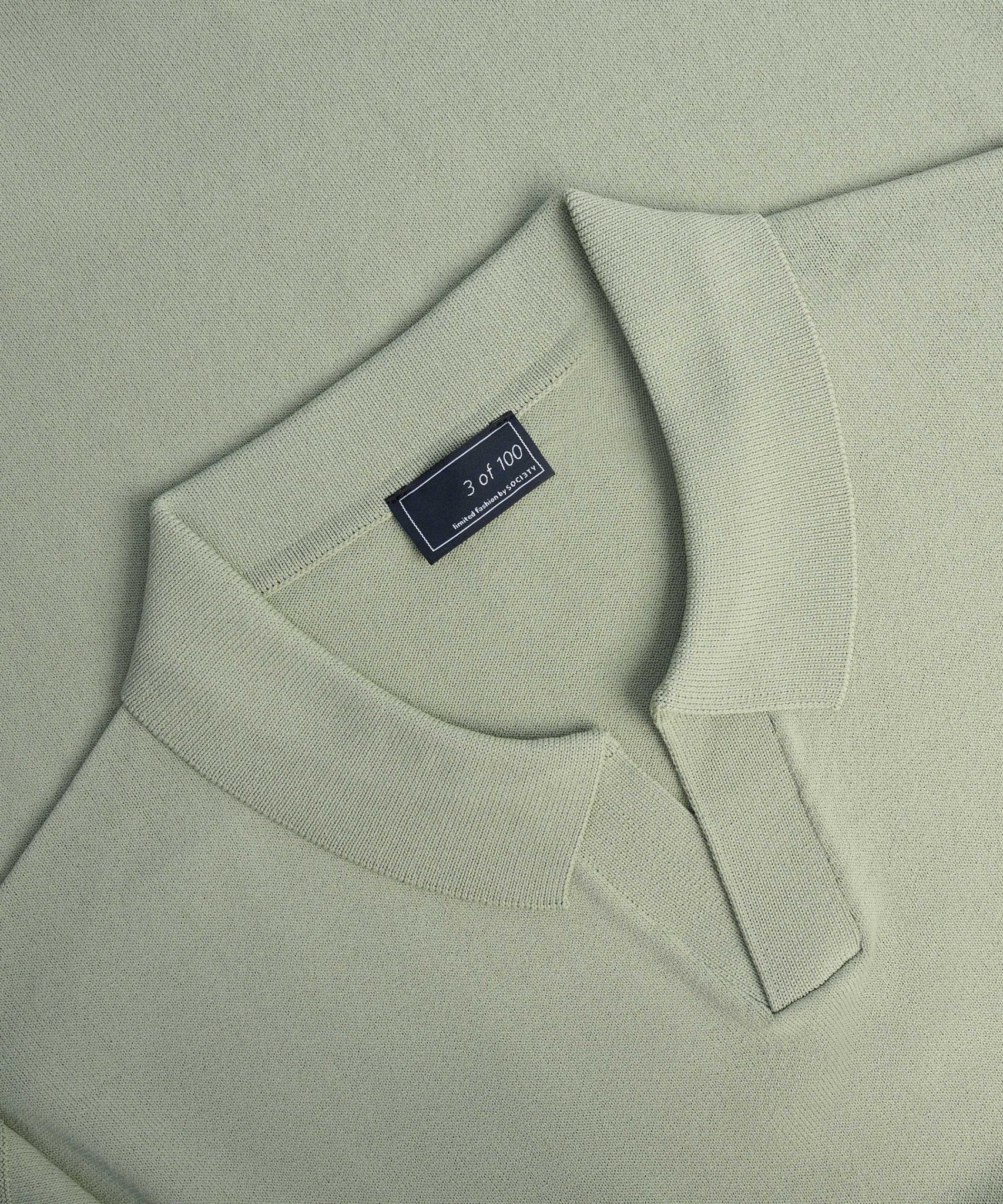 SOCI3TY Buttonless tech knit polo viscose/nylon mintgroen - THE SOCIETY SHOP