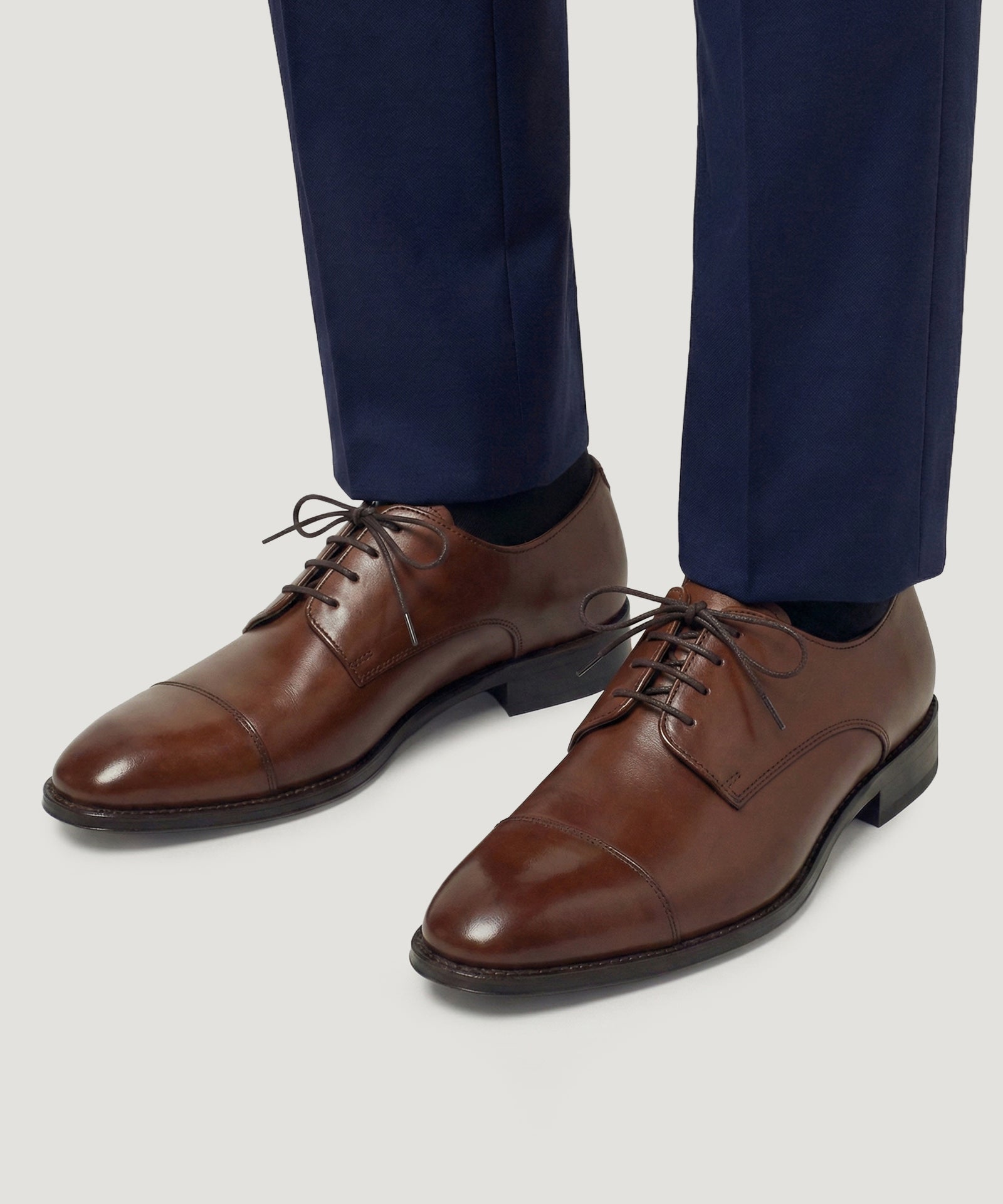 SOCI3TY Limited Fashion Cap toe derby veterschoen kalfsleer cognac - THE SOCIETY SHOP