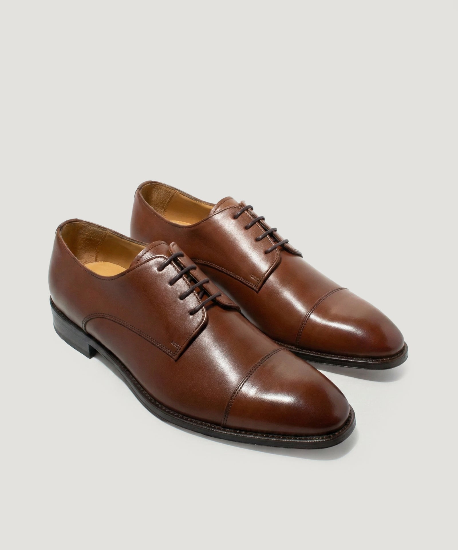 SOCI3TY Limited Fashion Cap toe derby veterschoen kalfsleer cognac - THE SOCIETY SHOP