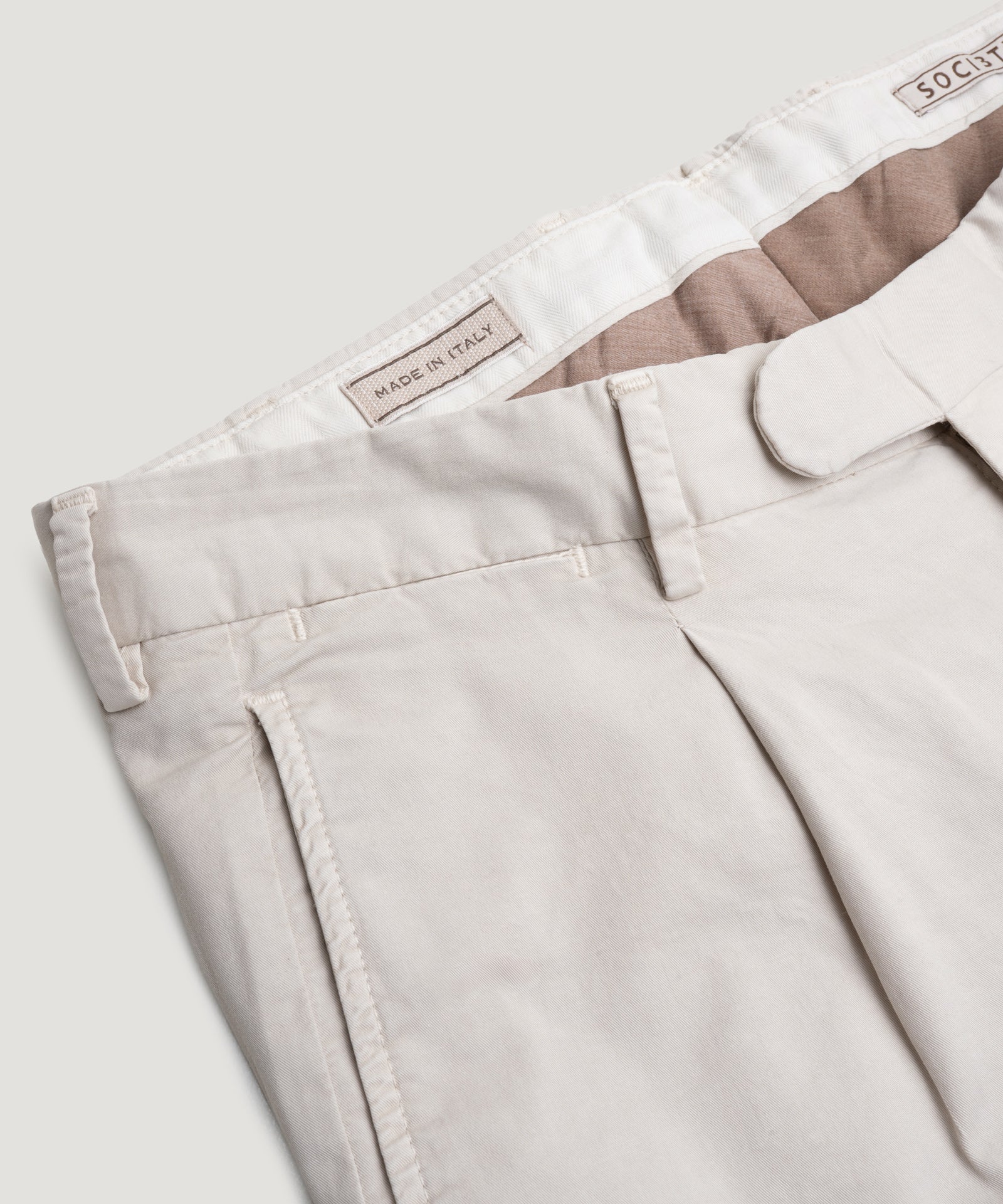 SOCI3TY Limited Fashion Chino slim 1 pleat katoen stretch beige - THE SOCIETY SHOP