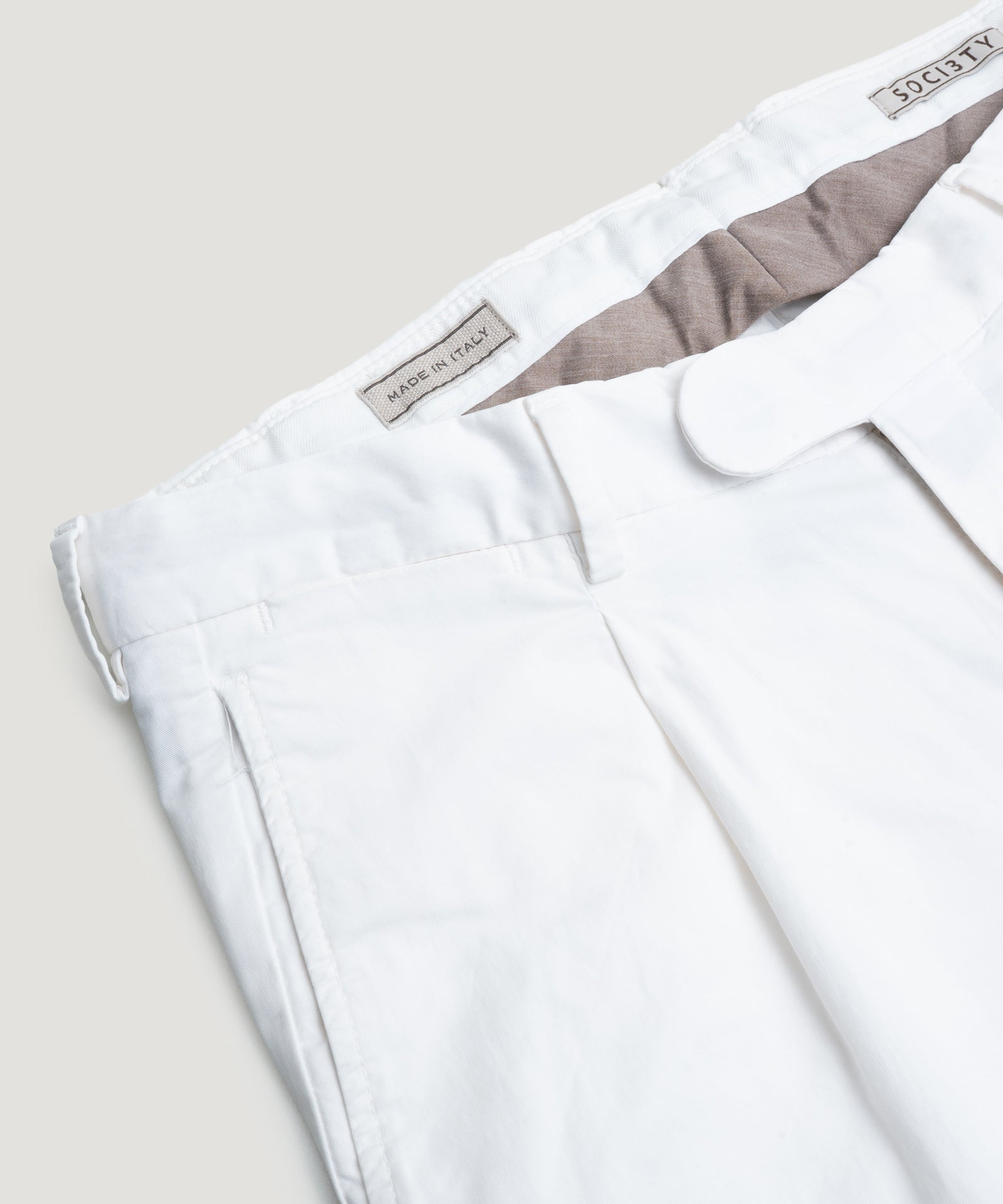 SOCI3TY Limited Fashion Chino slim 1 pleat katoen stretch wit - THE SOCIETY SHOP