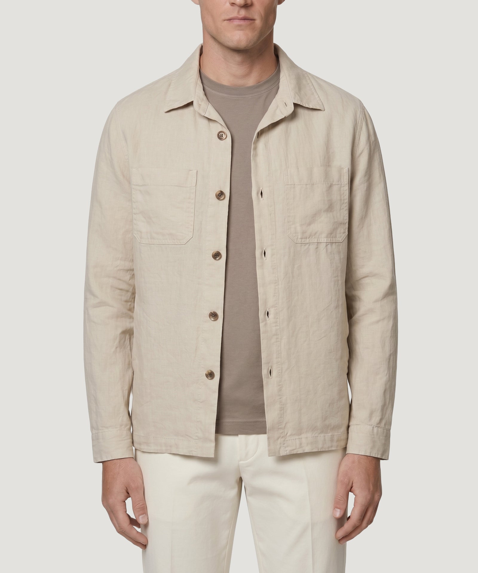 SOCI3TY Limited Fashion Coimbra overshirt gewassen linnen beige - THE SOCIETY SHOP