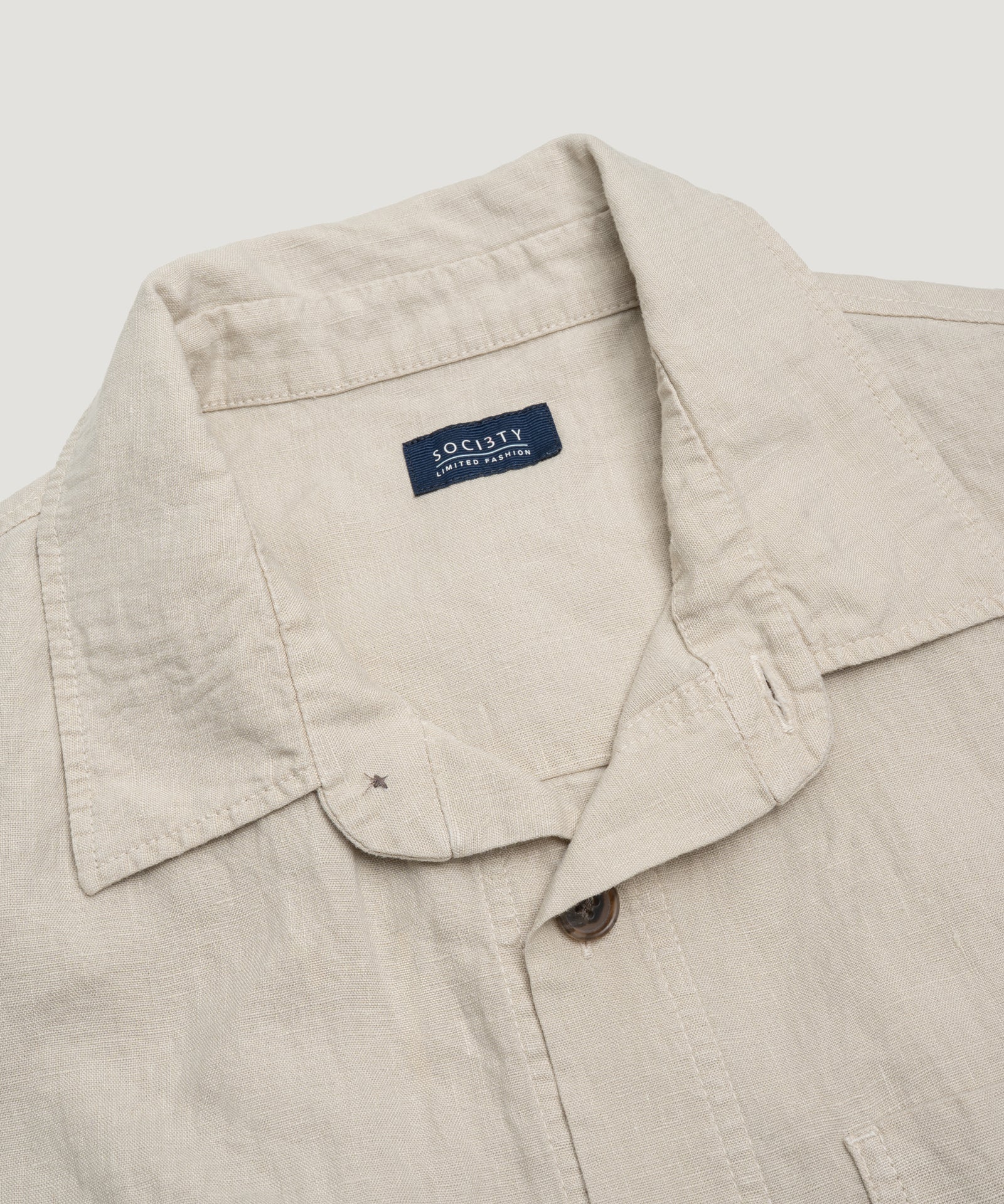 SOCI3TY Limited Fashion Coimbra overshirt gewassen linnen beige - THE SOCIETY SHOP