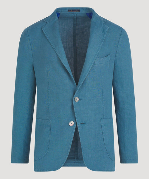 Colbert garment-dyed linnen blauw
