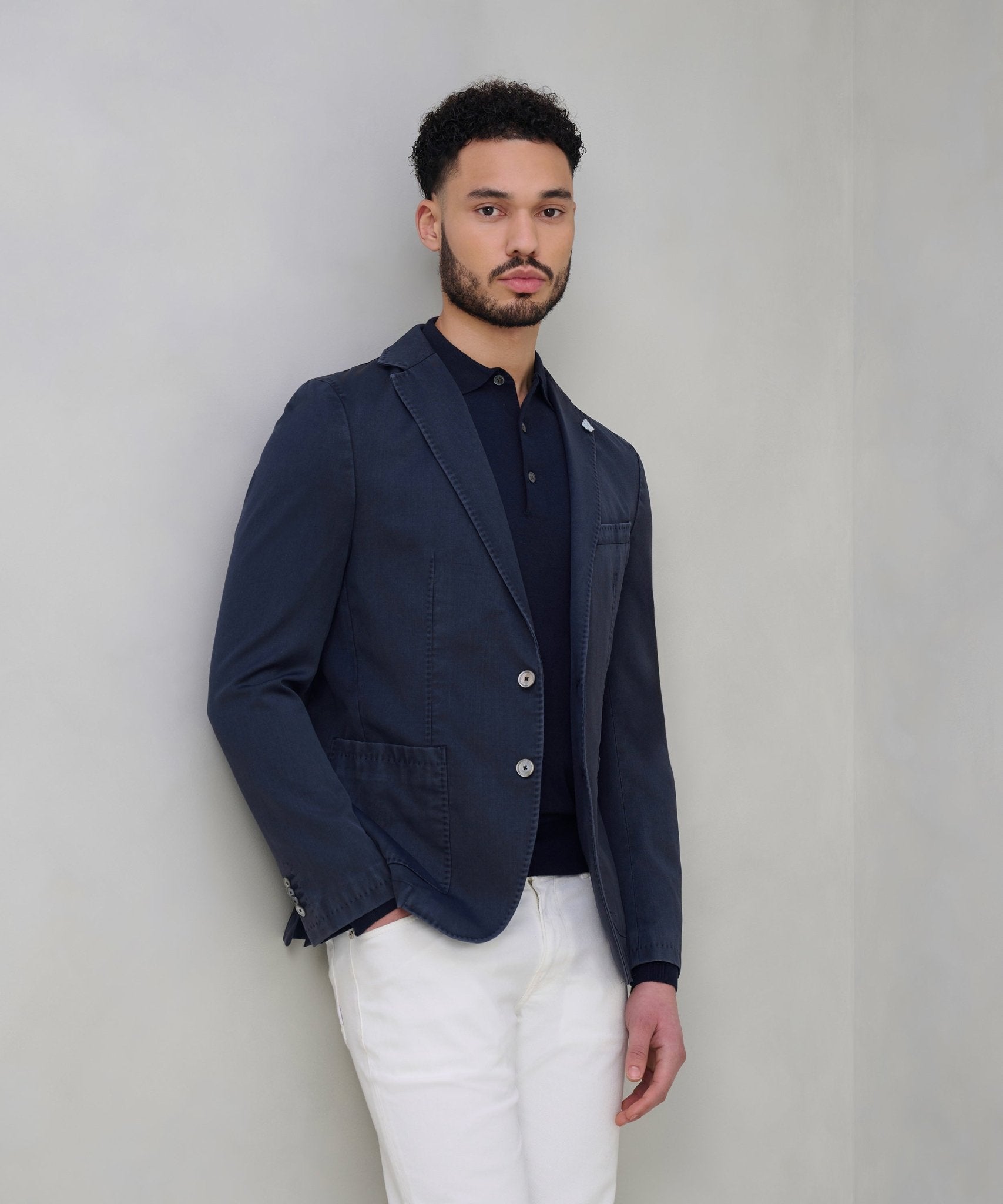 SOCI3TY Colbert garment - dyed wol donkerblauw - The Society Shop