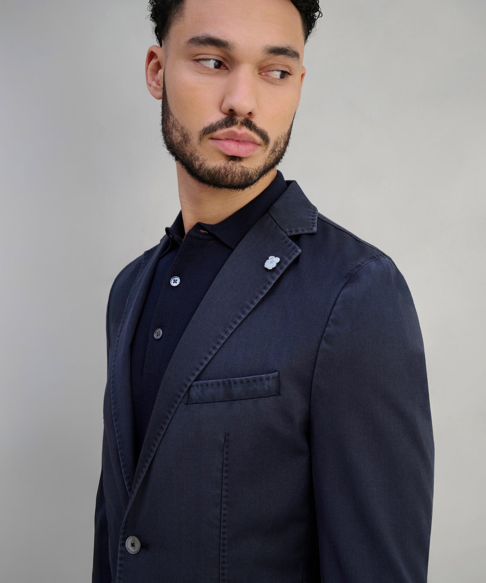 SOCI3TY Colbert garment - dyed wol donkerblauw - The Society Shop