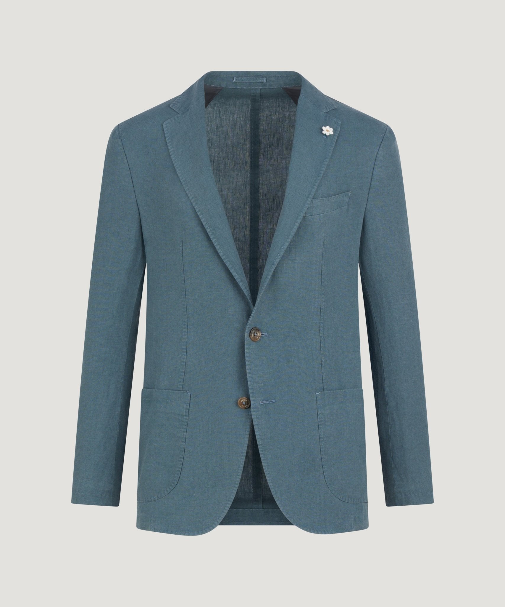 SOCI3TY Colbert gewassen linnen faded blue - THE SOCIETY SHOP