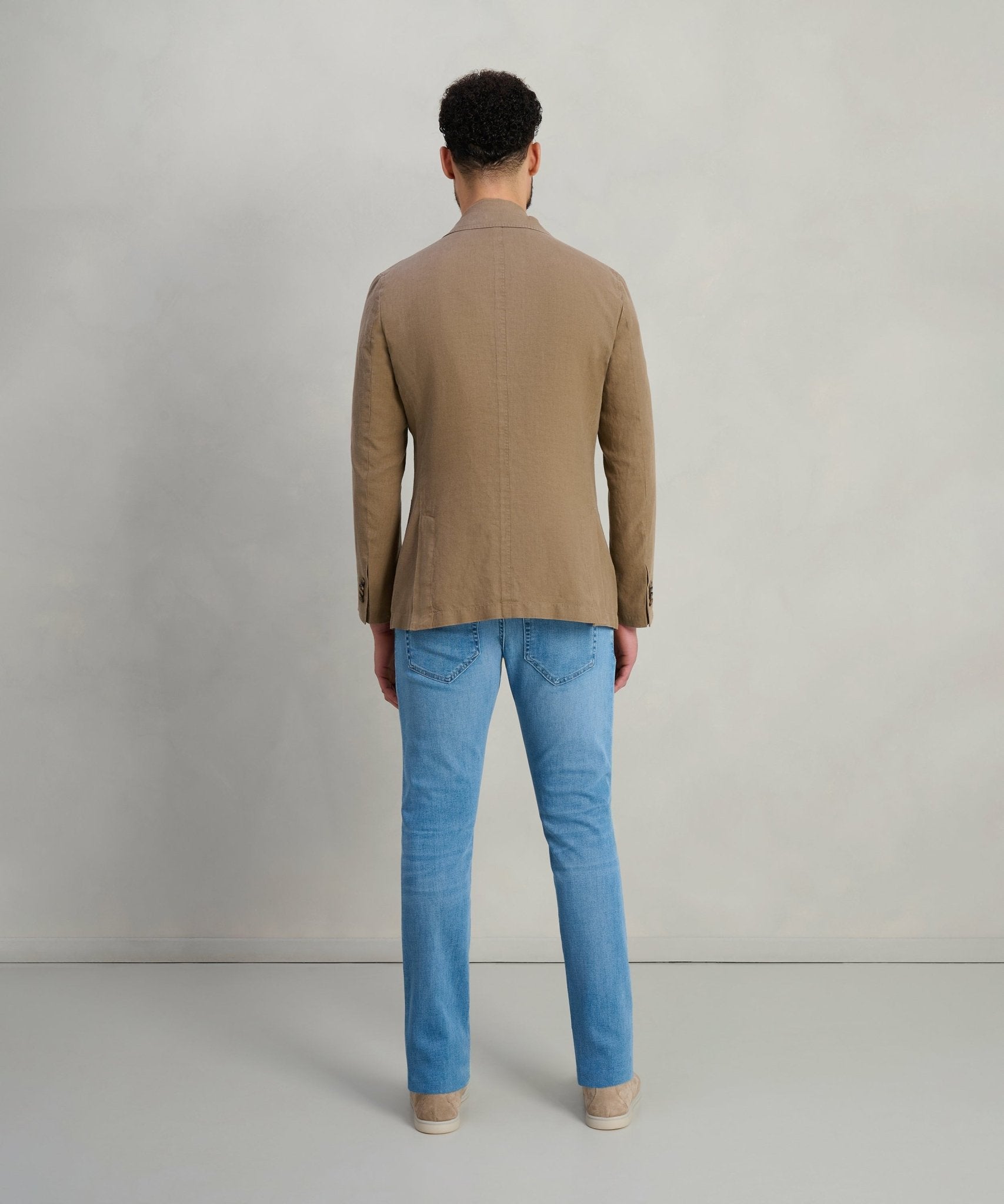 SOCI3TY Colbert gewassen linnen lichtbruin - THE SOCIETY SHOP