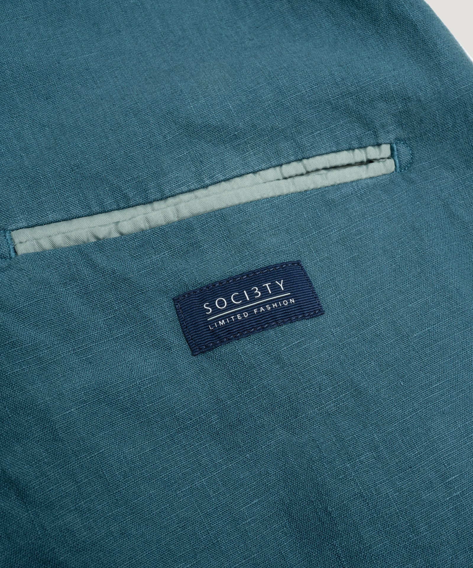SOCI3TY Limited Fashion Colbert gewassen linnen petrol - THE SOCIETY SHOP