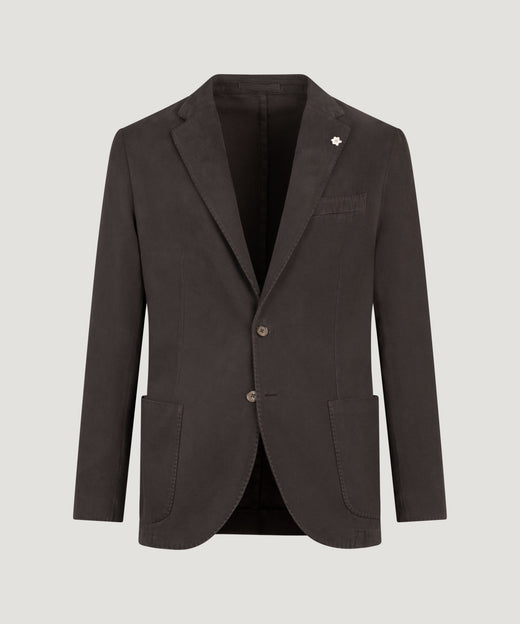 SOCI3TY Handmade Colbert katoen/kasjmier garment-dyed donkerbruin - THE SOCIETY SHOP