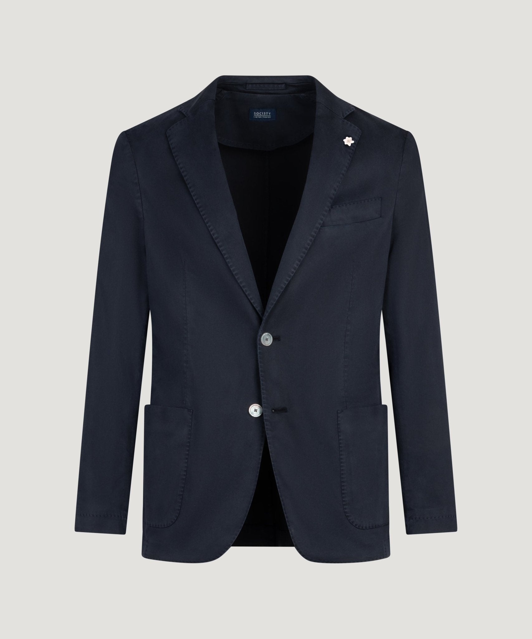 SOCI3TY Limited Fashion Colbert lyocell/katoen stretch garment-dyed donkerblauw - THE SOCIETY SHOP
