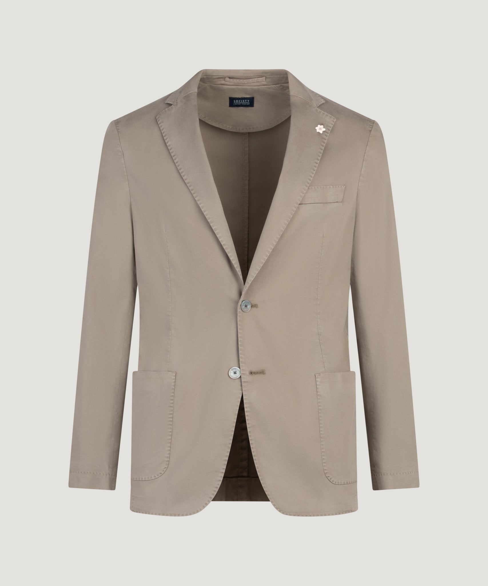 SOCI3TY Limited Fashion Colbert lyocell/katoen stretch garment-dyed taupe - THE SOCIETY SHOP