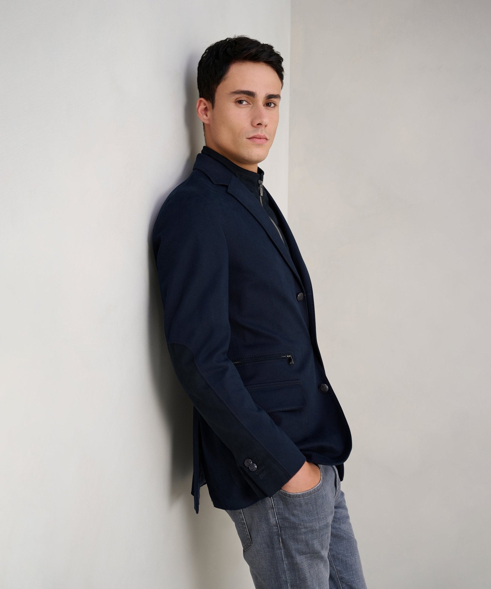 Corneliani Colbert met uitneembaar binnenwerk wol donkerblauw - The Society Shop