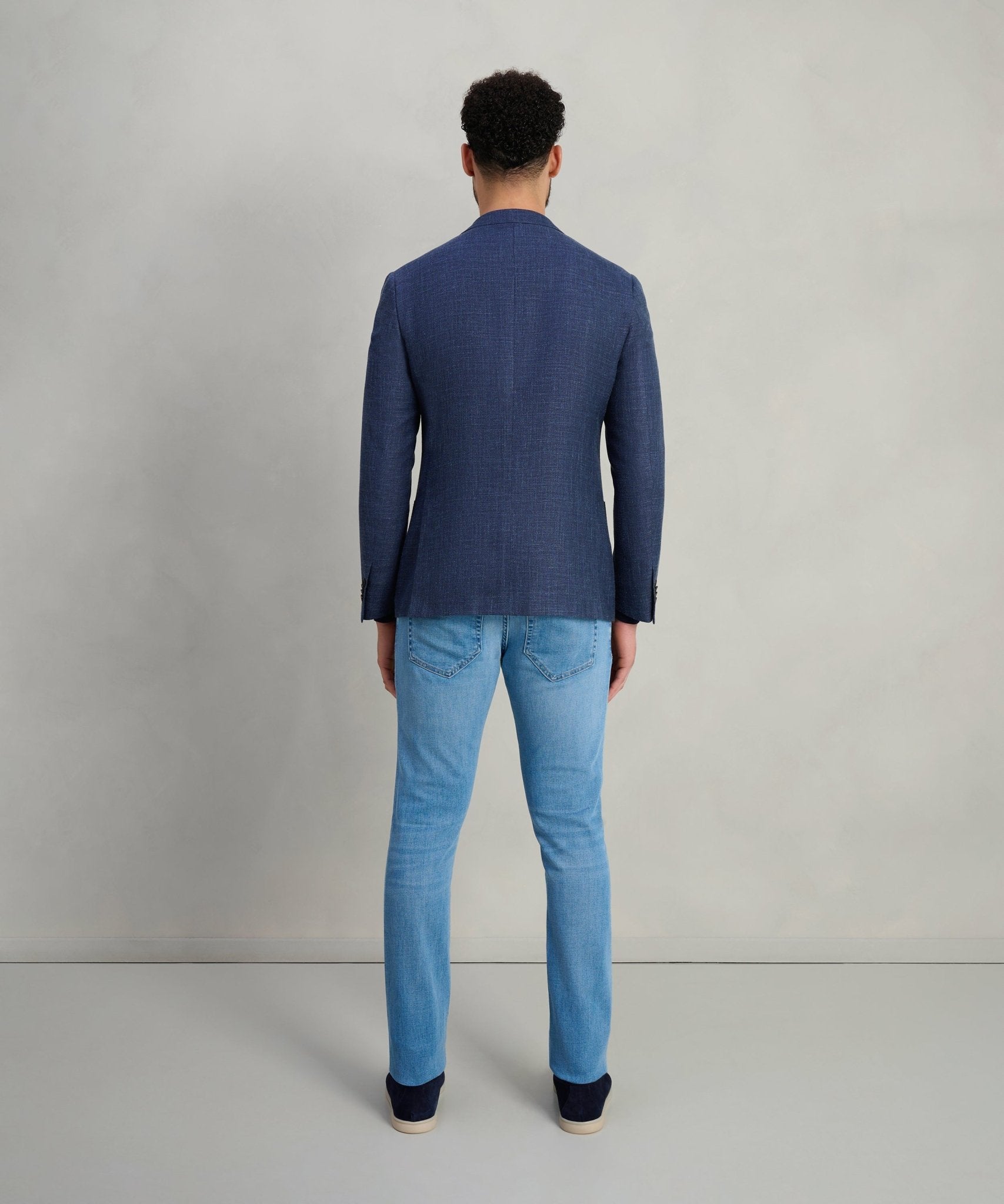 Corneliani Colbert scheerwol/zijde/linnen blauw - THE SOCIETY SHOP