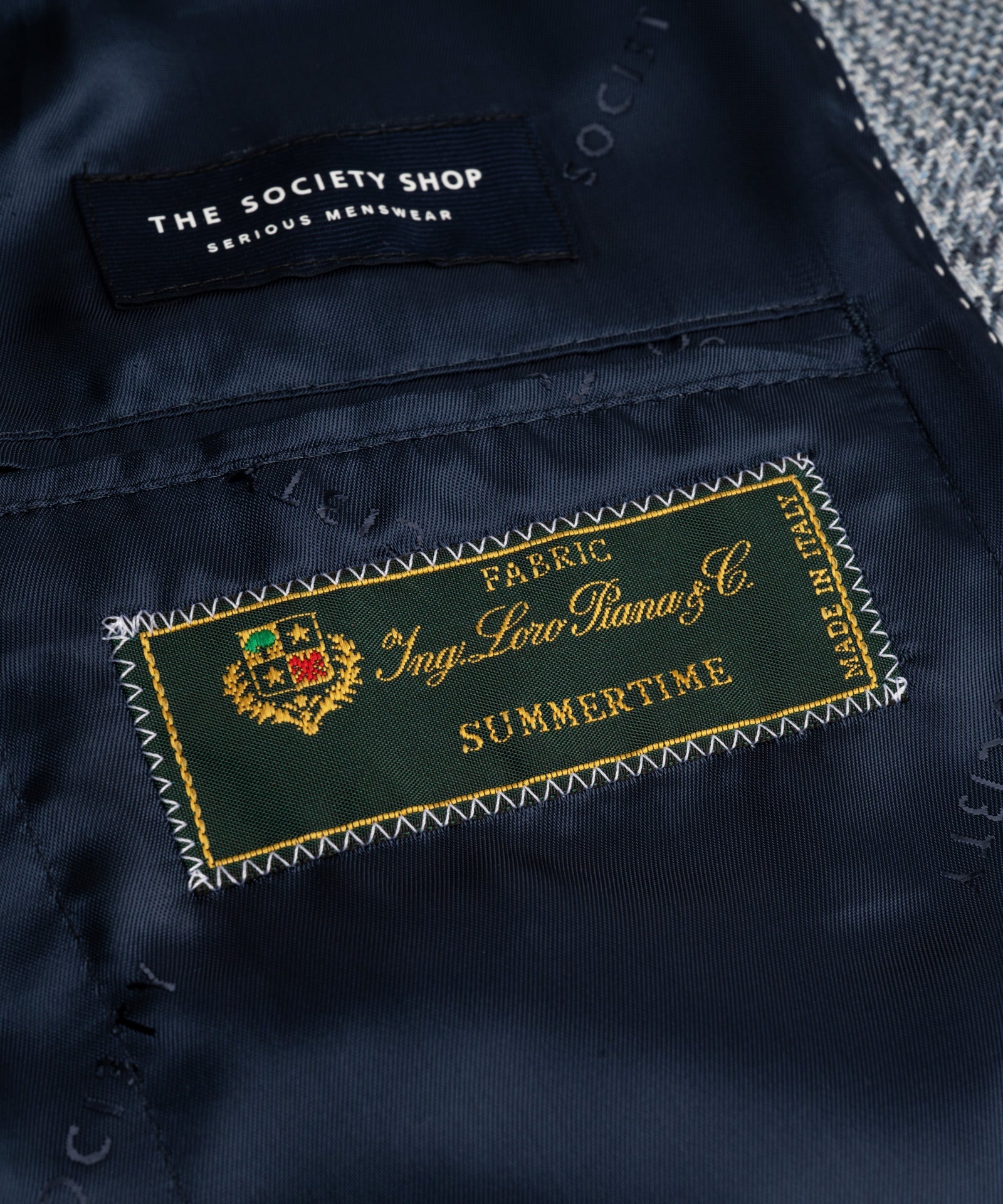 SOCI3TY Limited Fashion Colbert wol/zijde/linnen SUMMERTIME blauw geruit - THE SOCIETY SHOP