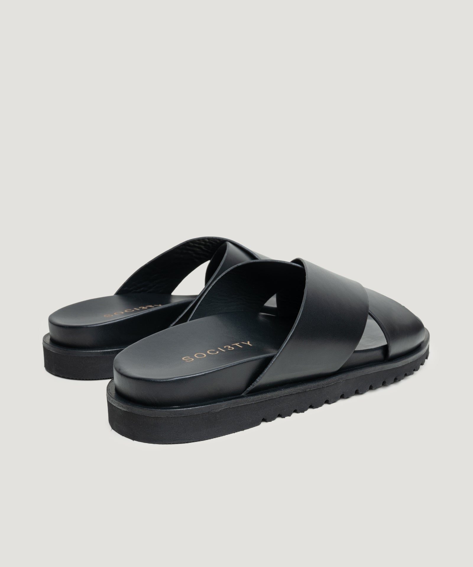 SOCI3TY Limited Fashion Cross slipper kalfsleer zwart - THE SOCIETY SHOP