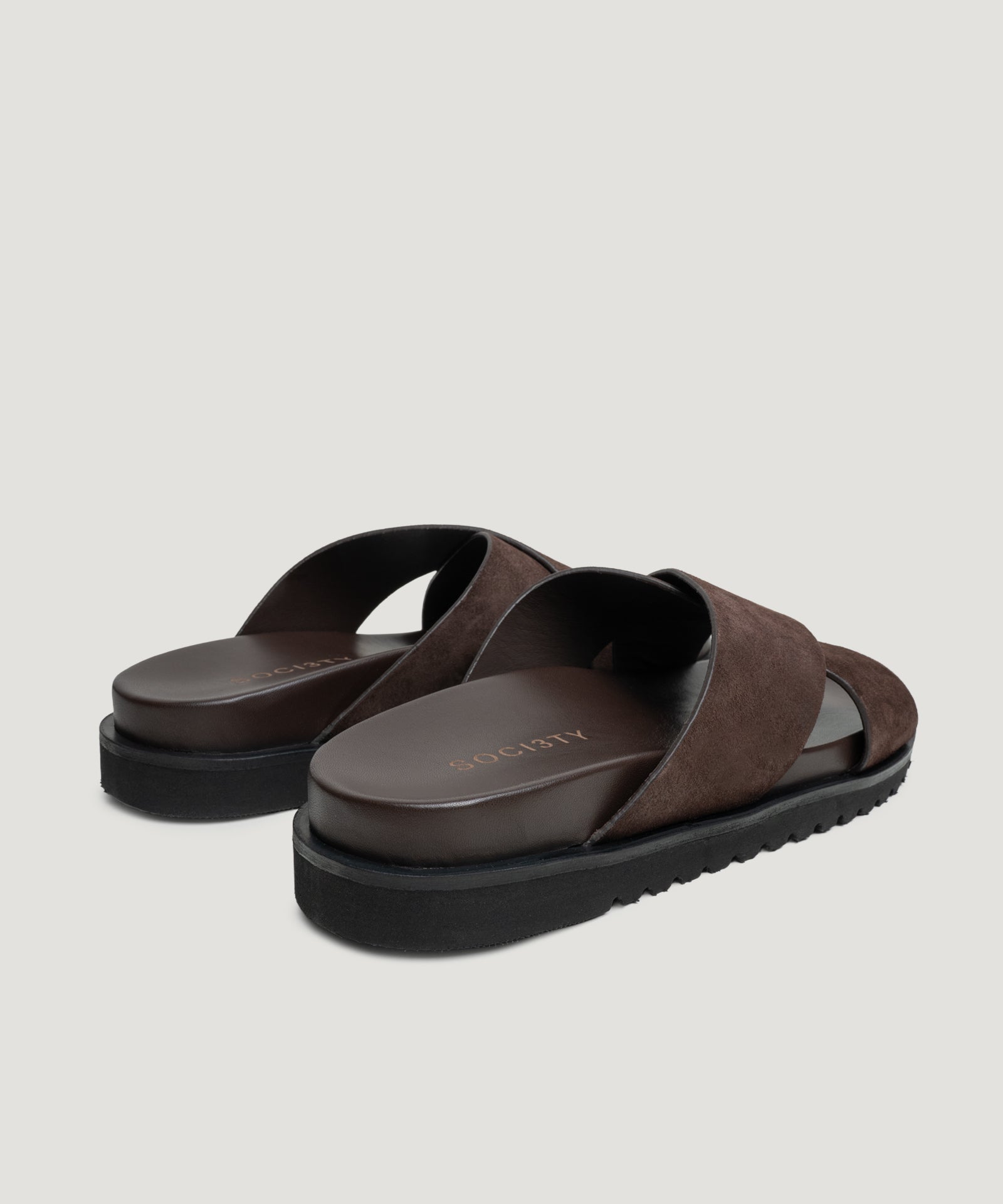 SOCI3TY Limited Fashion Cross slipper suède donkerbruin - THE SOCIETY SHOP