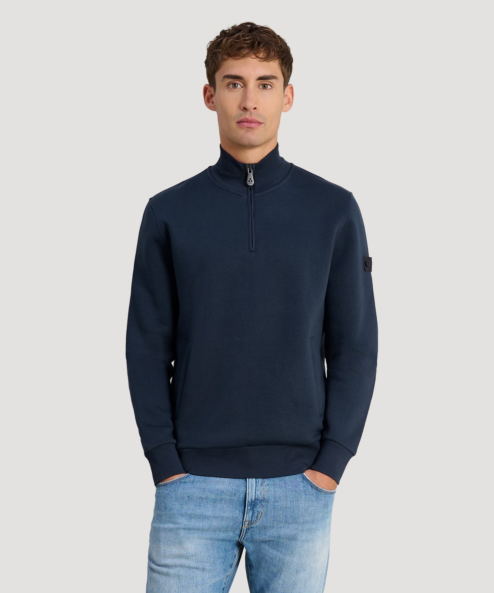 Peuterey Dory sweater half - zip katoen donkerblauw - THE SOCIETY SHOP