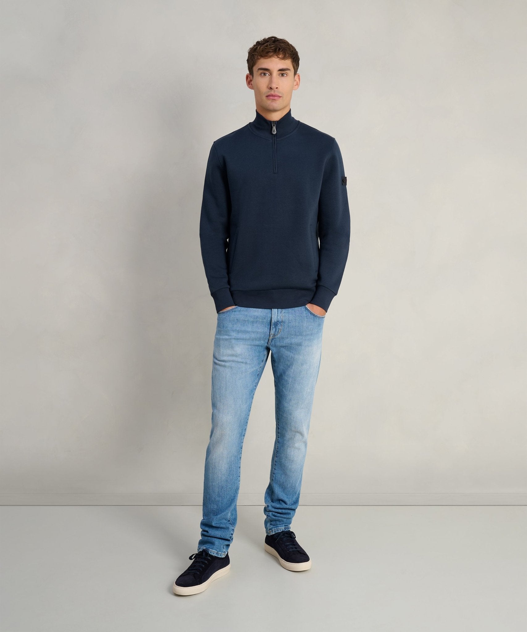 Peuterey Dory sweater half - zip katoen donkerblauw - THE SOCIETY SHOP