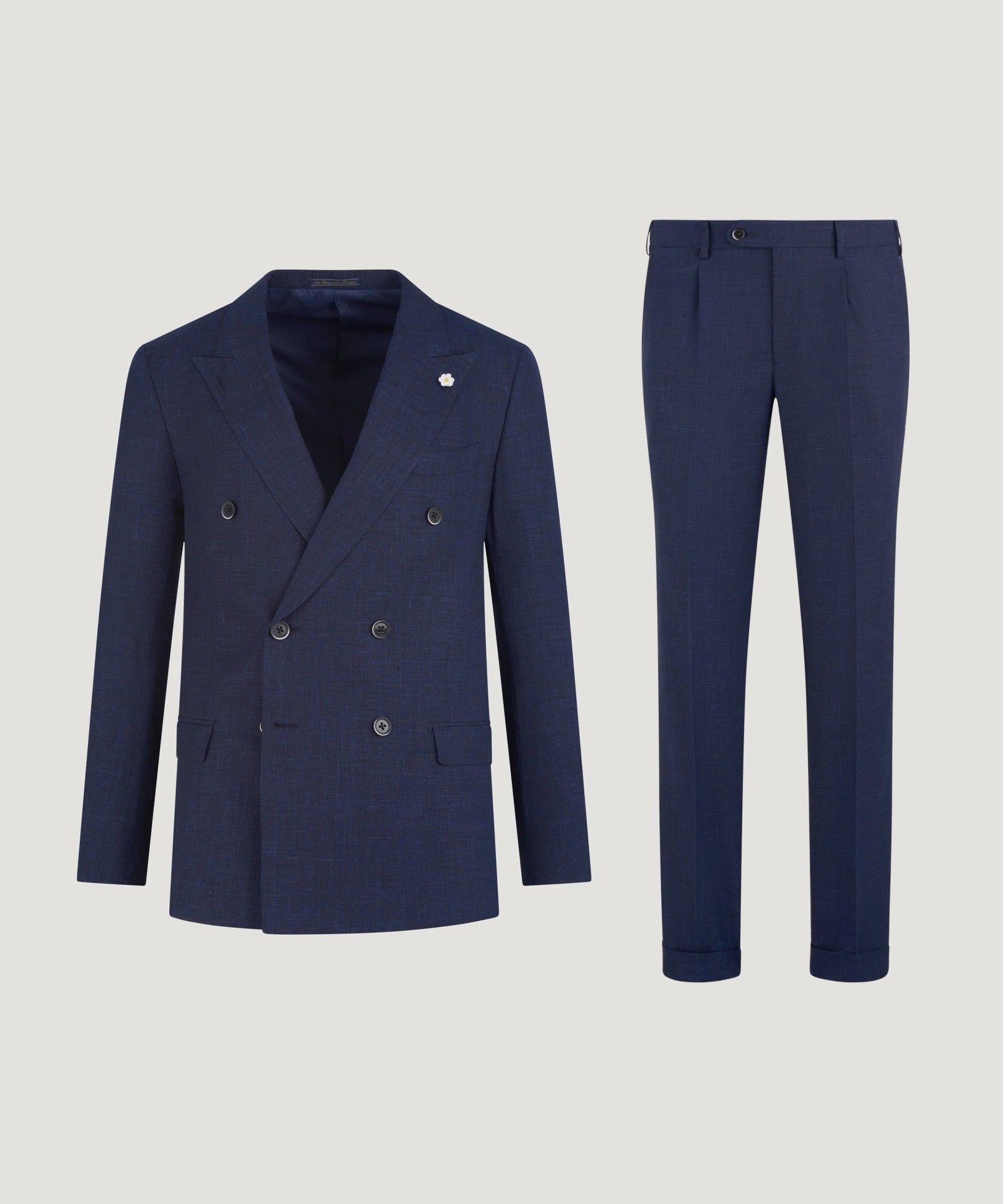 SOCI3TY Limited Double - breasted pak wol/zijde/linnen donkerblauw tropical - THE SOCIETY SHOP