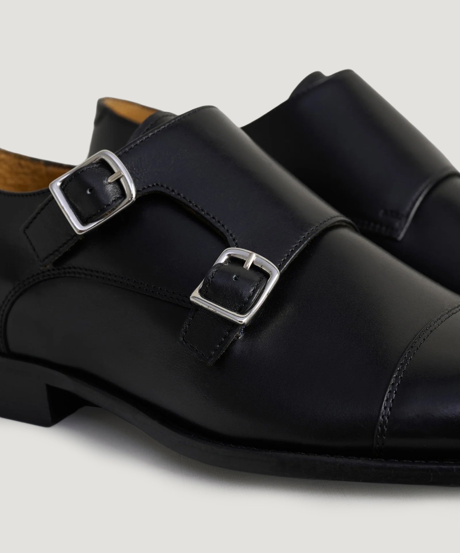 SOCI3TY Double monk gespschoen kalfsleer zwart - THE SOCIETY SHOP